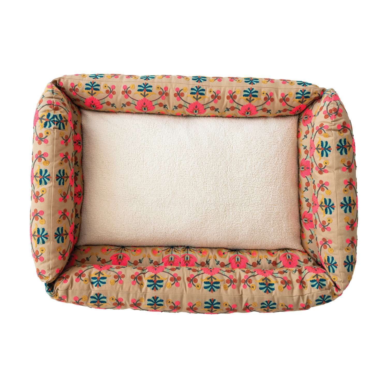 Hello Honey&#xAE; 39&#x22; Multicolor Floral Cotton &#x26; Sherpa Pet Bed