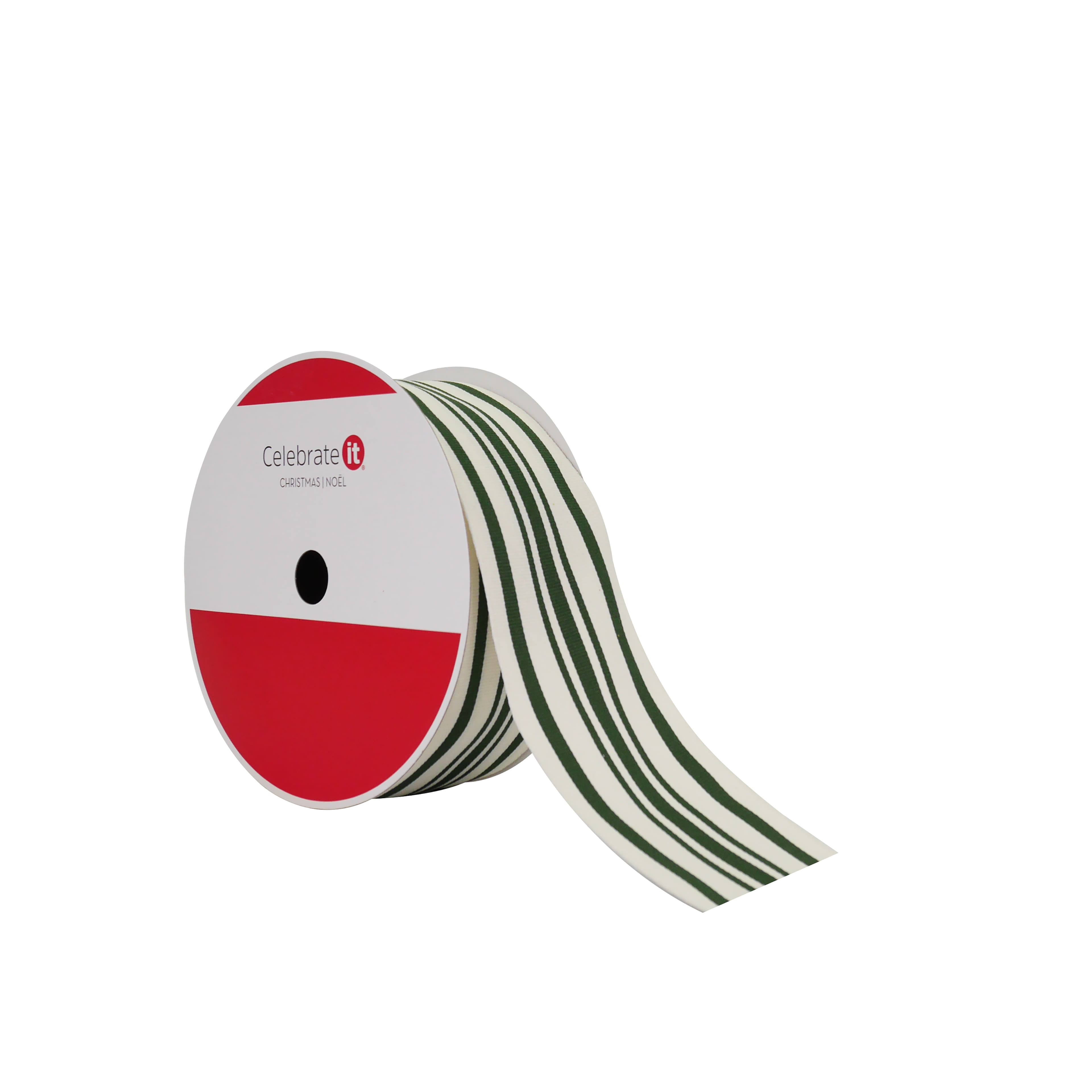 2.5&#x22; x 80ft. Green Stripes Wired Jumbo Ribbon by Celebrate It&#xAE;