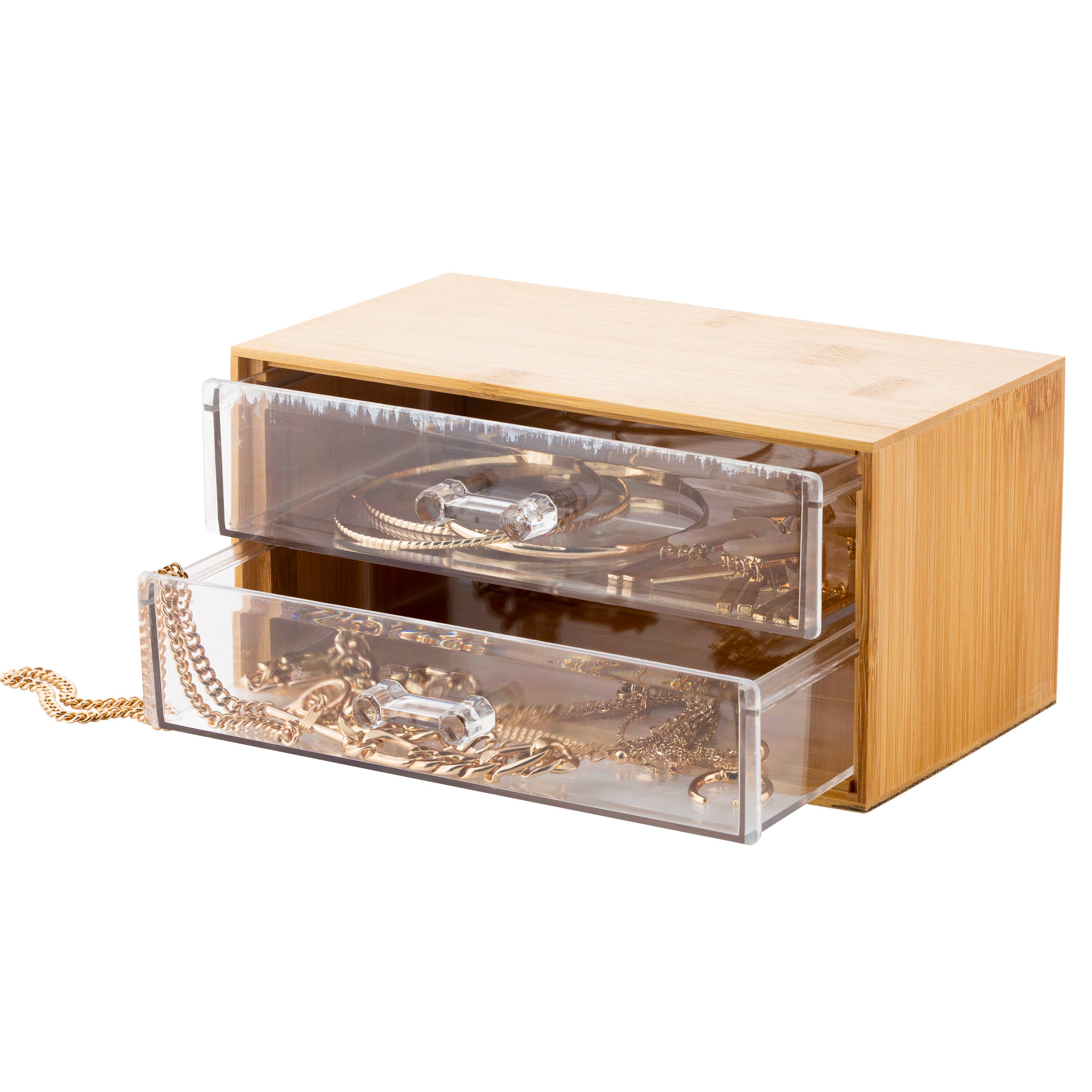 Simplify Bamboo 2-Tier Cosmetic & Jewelry Chest