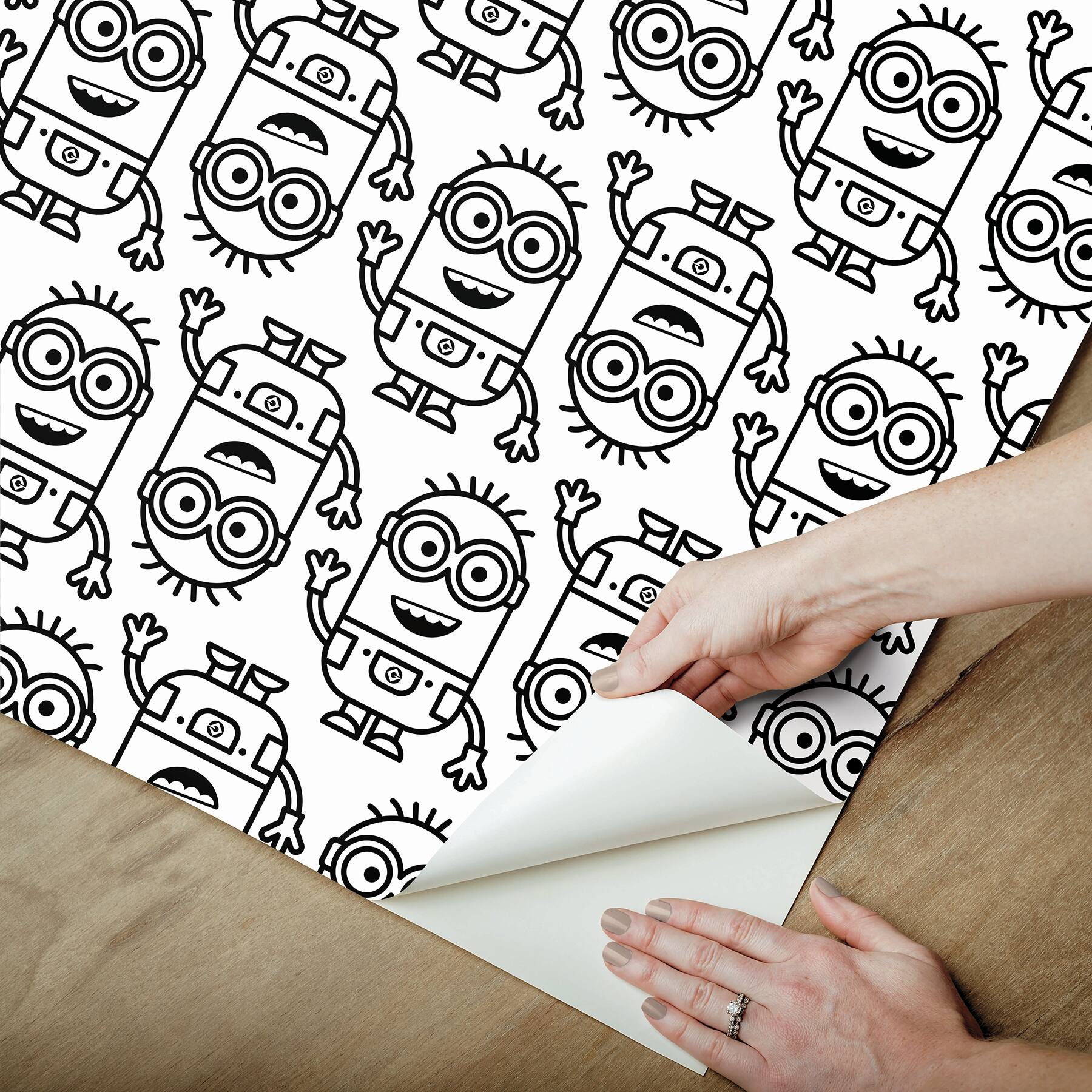 RoomMates Minions Line Art Black Peel &#x26; Stick Wallpaper