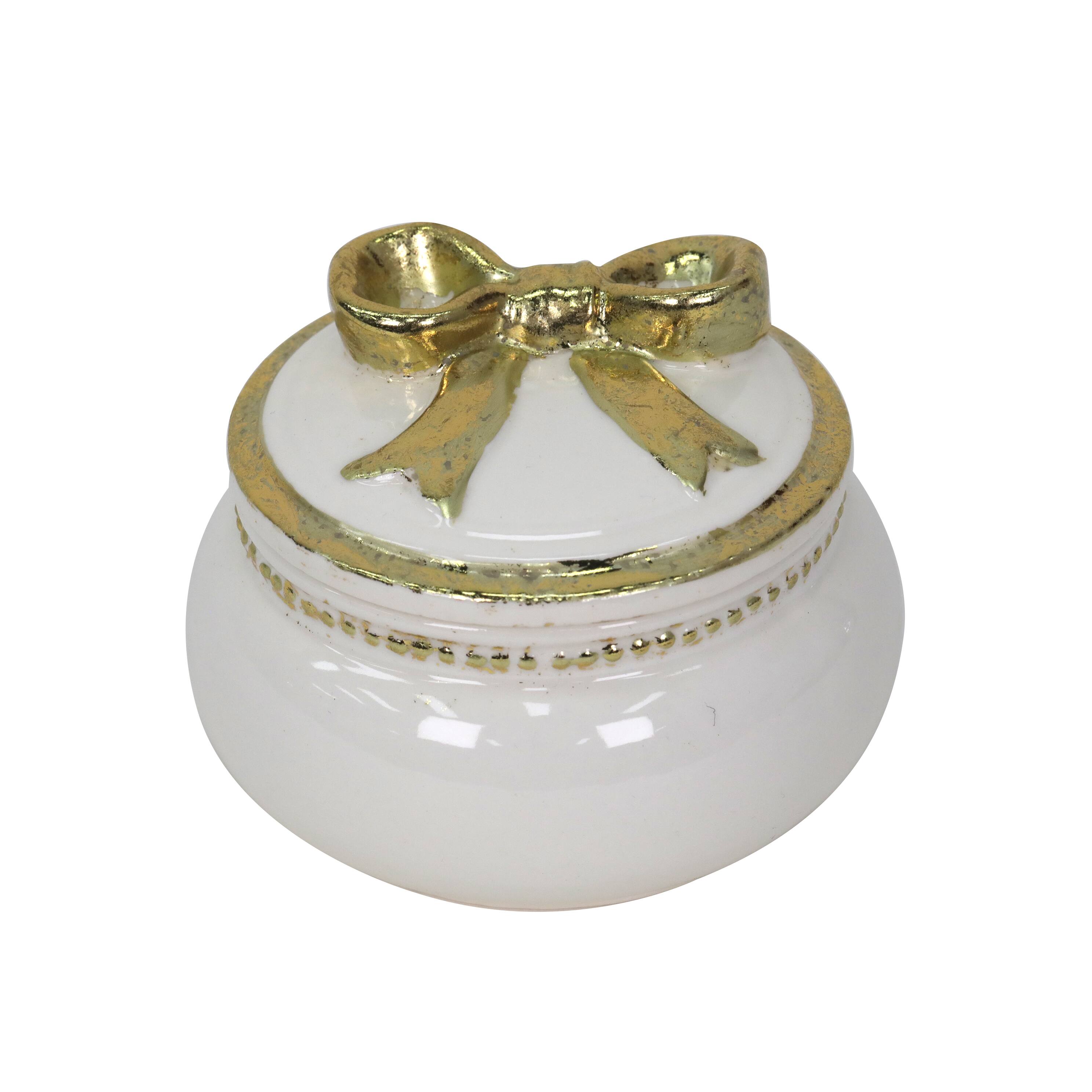 4" Ceramic Trinket Box with Bow by Ashland®
