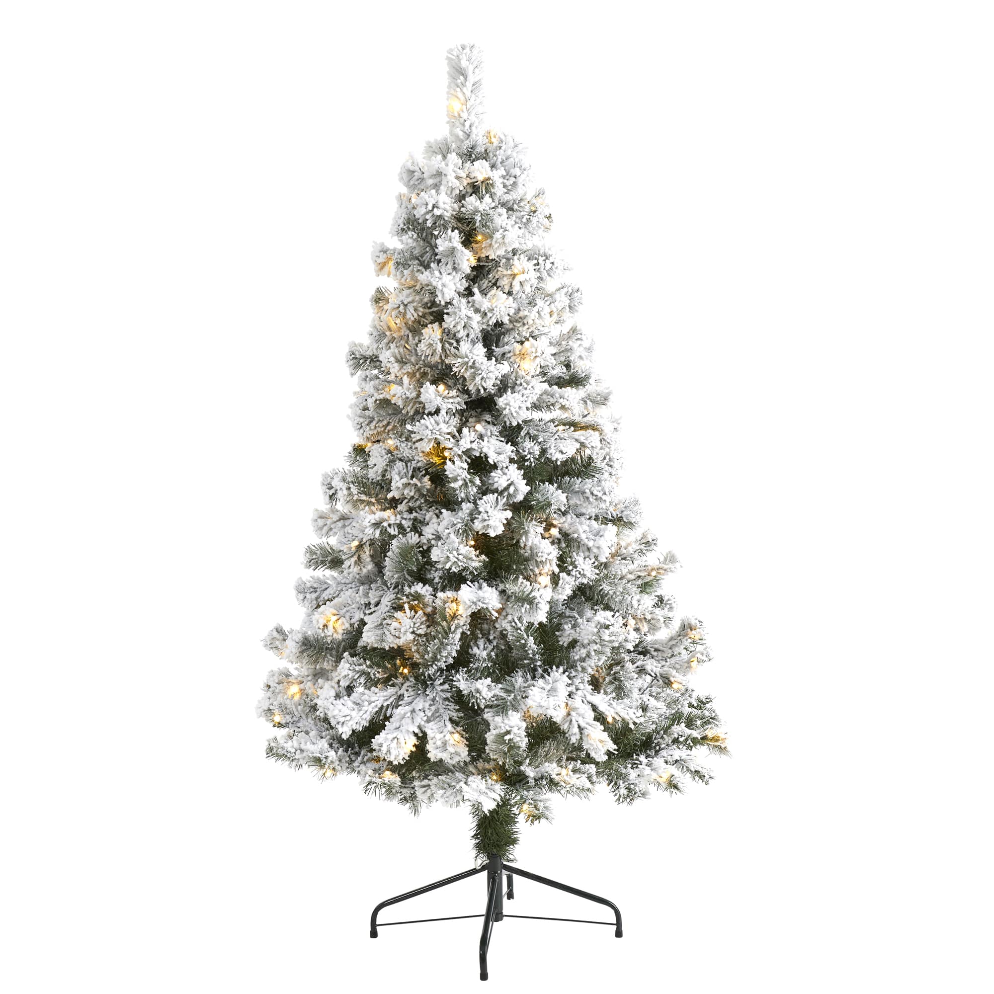 5ft. Pre-Lit Flocked West Virginia Fir Artificial Christmas Tree, Clear LED Lights