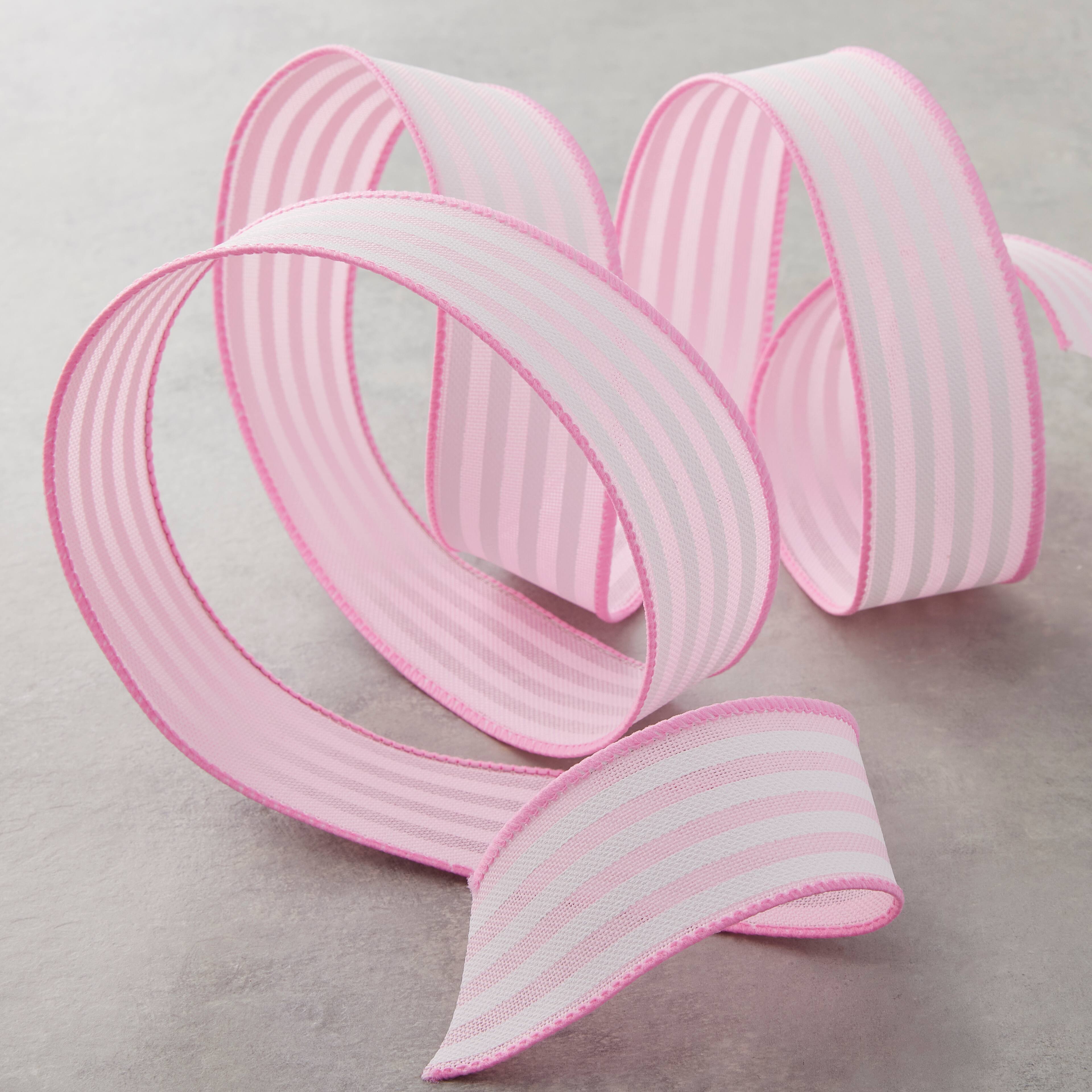 12 Pack: 1.5" x 10yd. Faux Linen Wired Thin Striped Ribbon by Celebrate It® Specialty