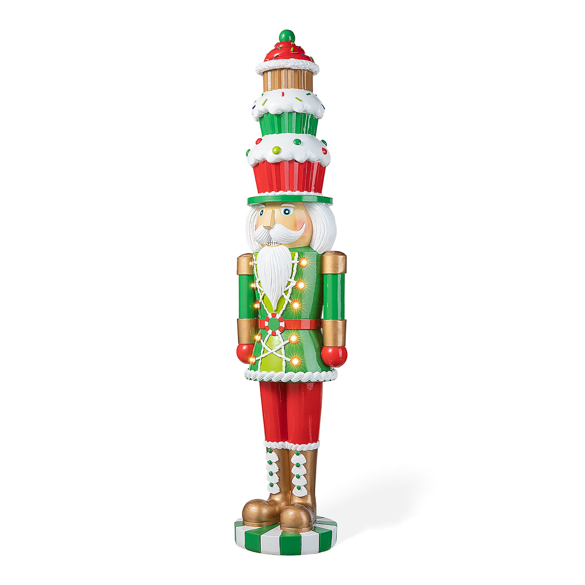 Glitzhome® 28" Pre-Lit Christmas Nutcracker Porch Décor with Timer