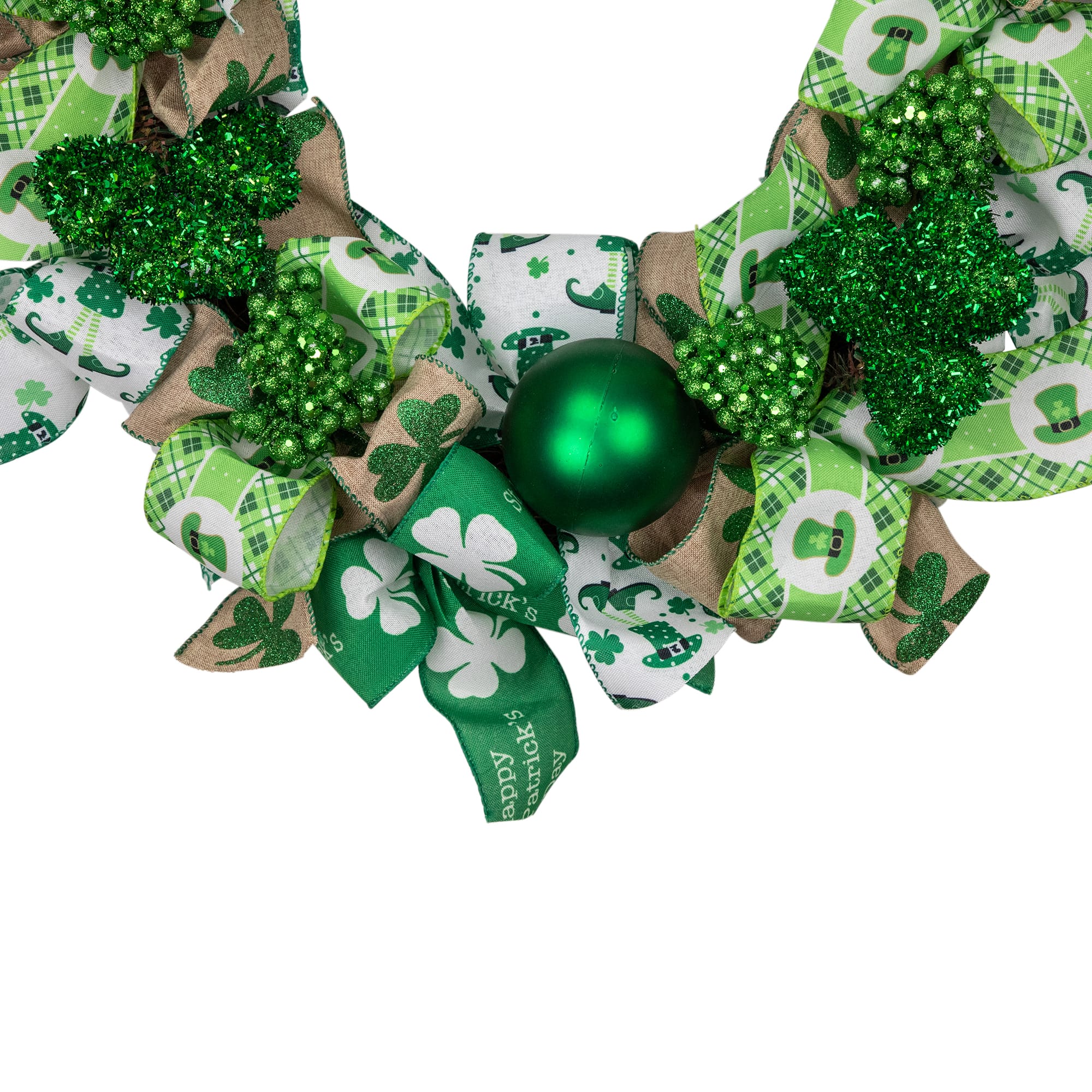 Ribbons and Shamrocks St. Patrick&#x27;s Day Wreath 24&#x22; Unlit