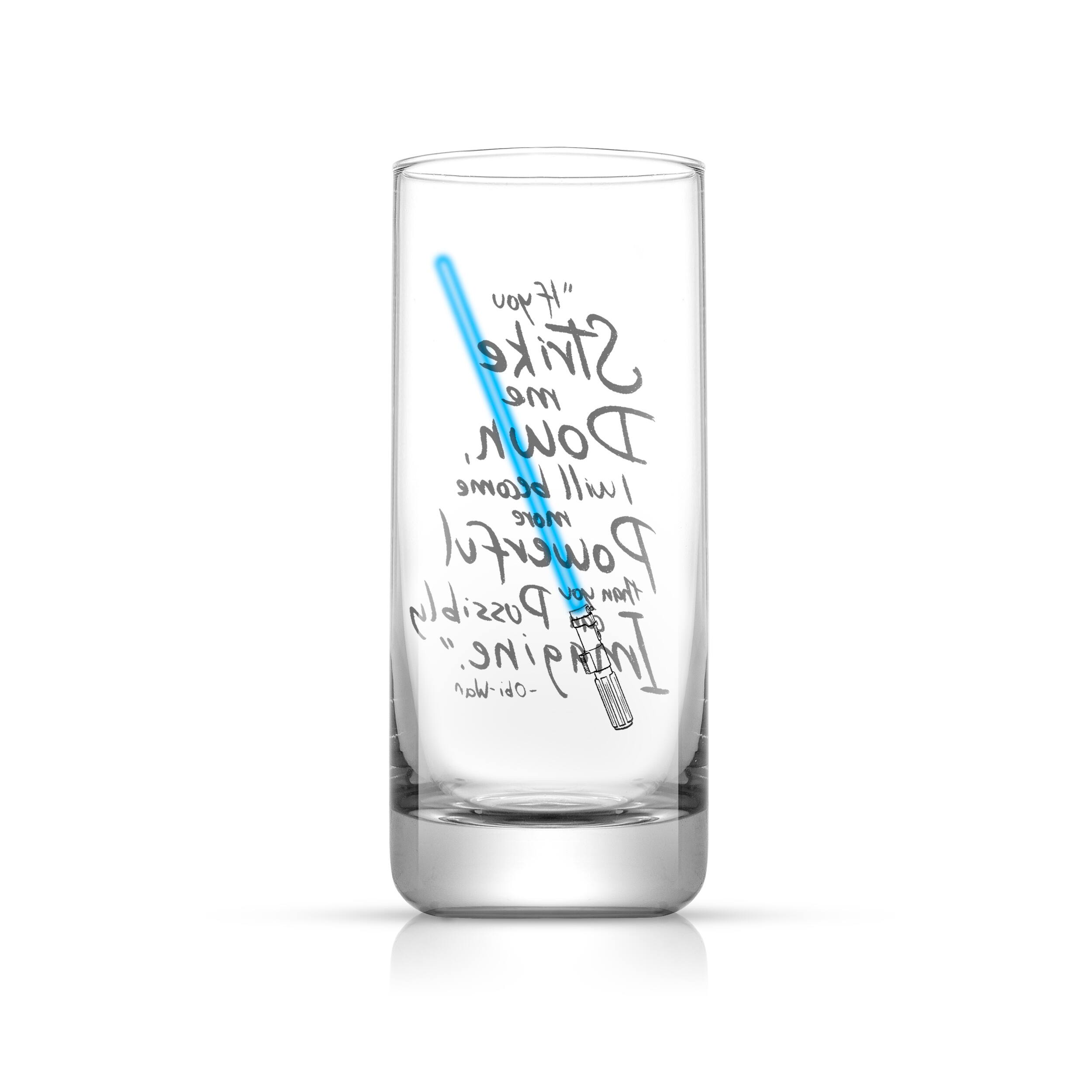 JoyJolt® Star Wars™ 14.2oz. New Hope Obi-Wan Kenobi Blue Lightsaber Tall Drinking Glass, 2ct.