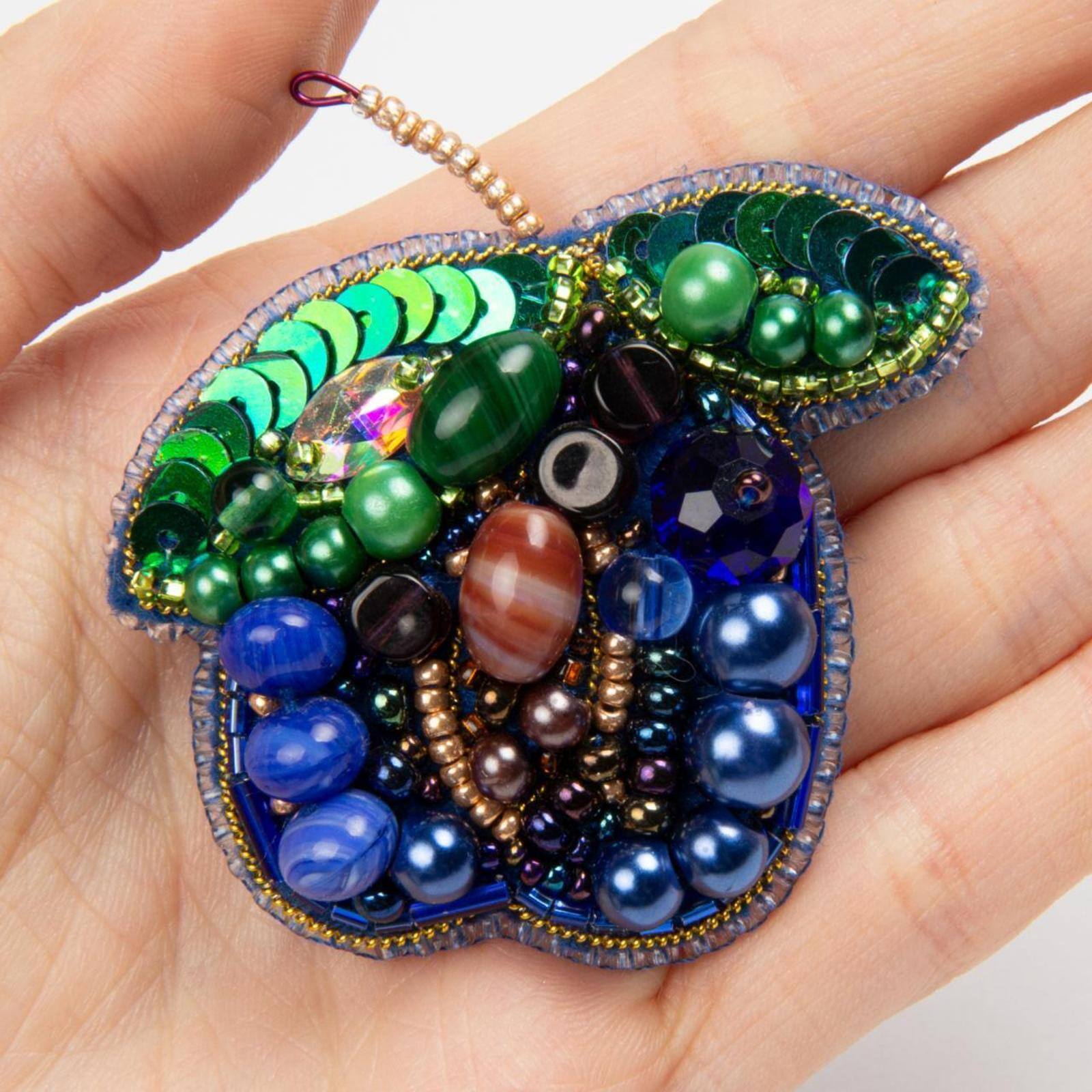 Crystal Art Beadwork Plum Brooch Kit