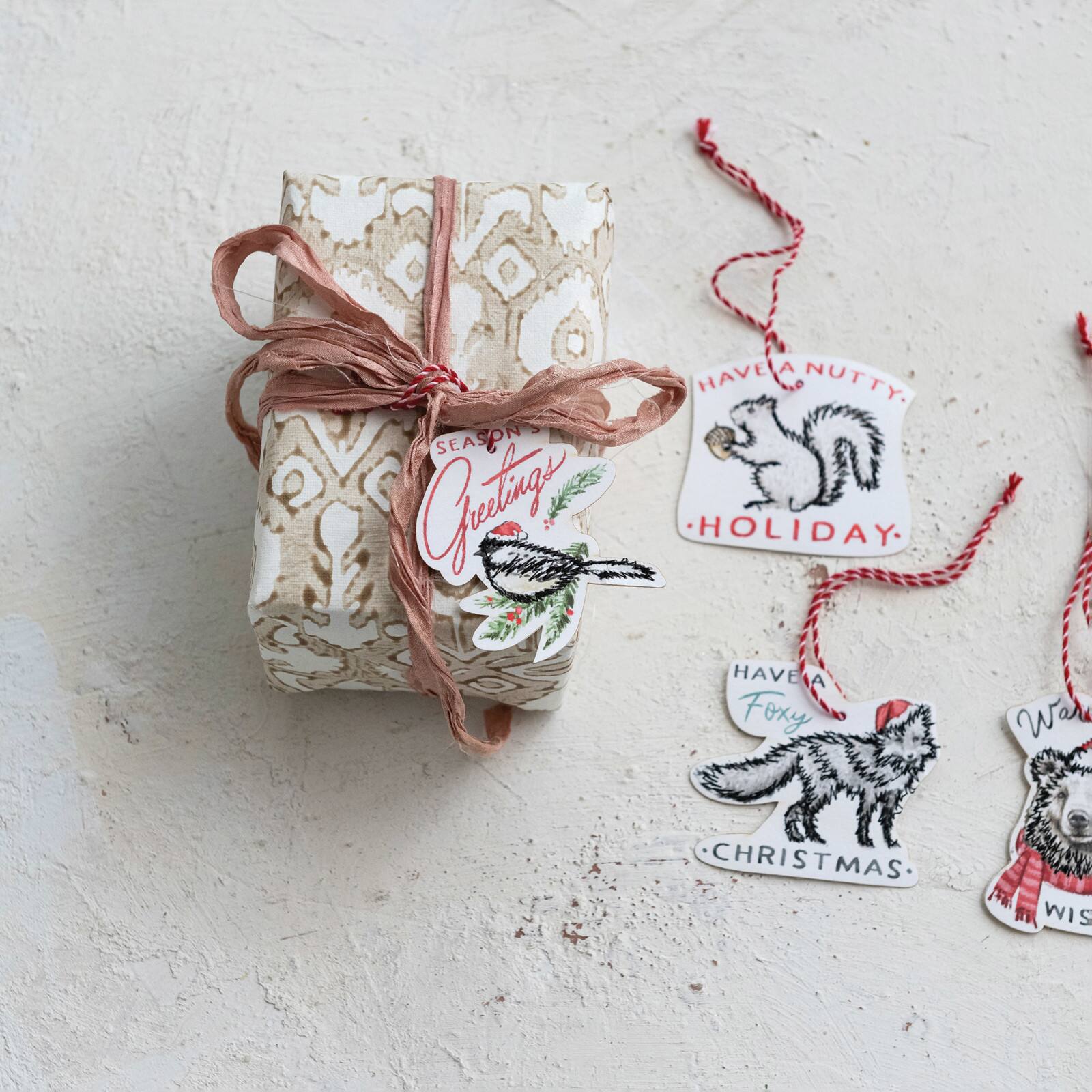 Hello Honey&#xAE; 8 Pack 5.25&#x22; Christmas Animal Sentiment Ornaments/Gift Tags