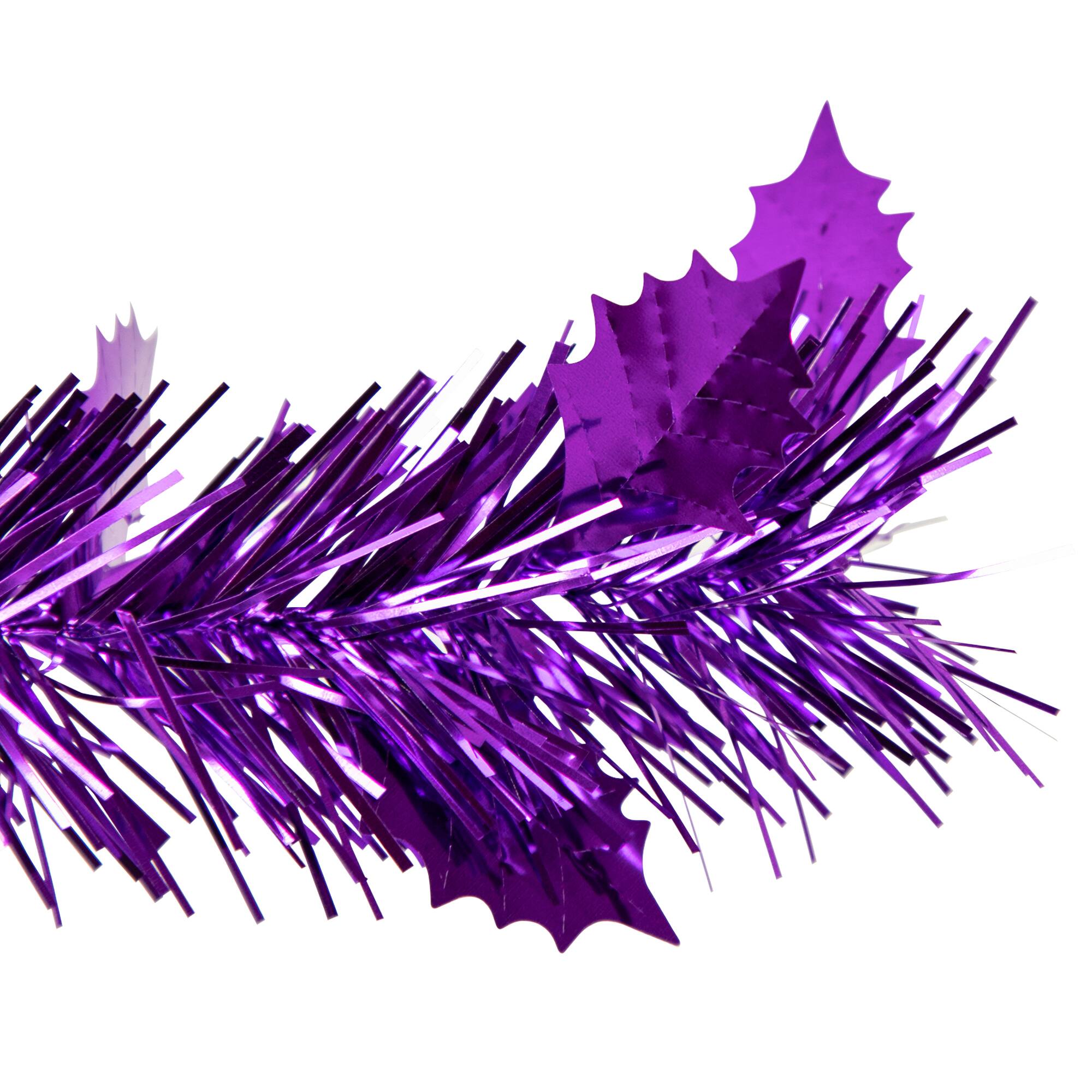 4ft. Pre-Lit Purple Tinsel Pop-Up Artificial Christmas Tree, Clear Lights