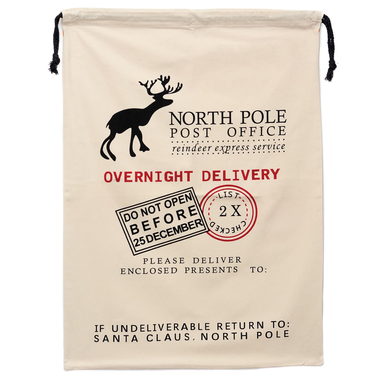 Personality Case™ North Pole Post Office Drawstring Cotton Christmas Bag
