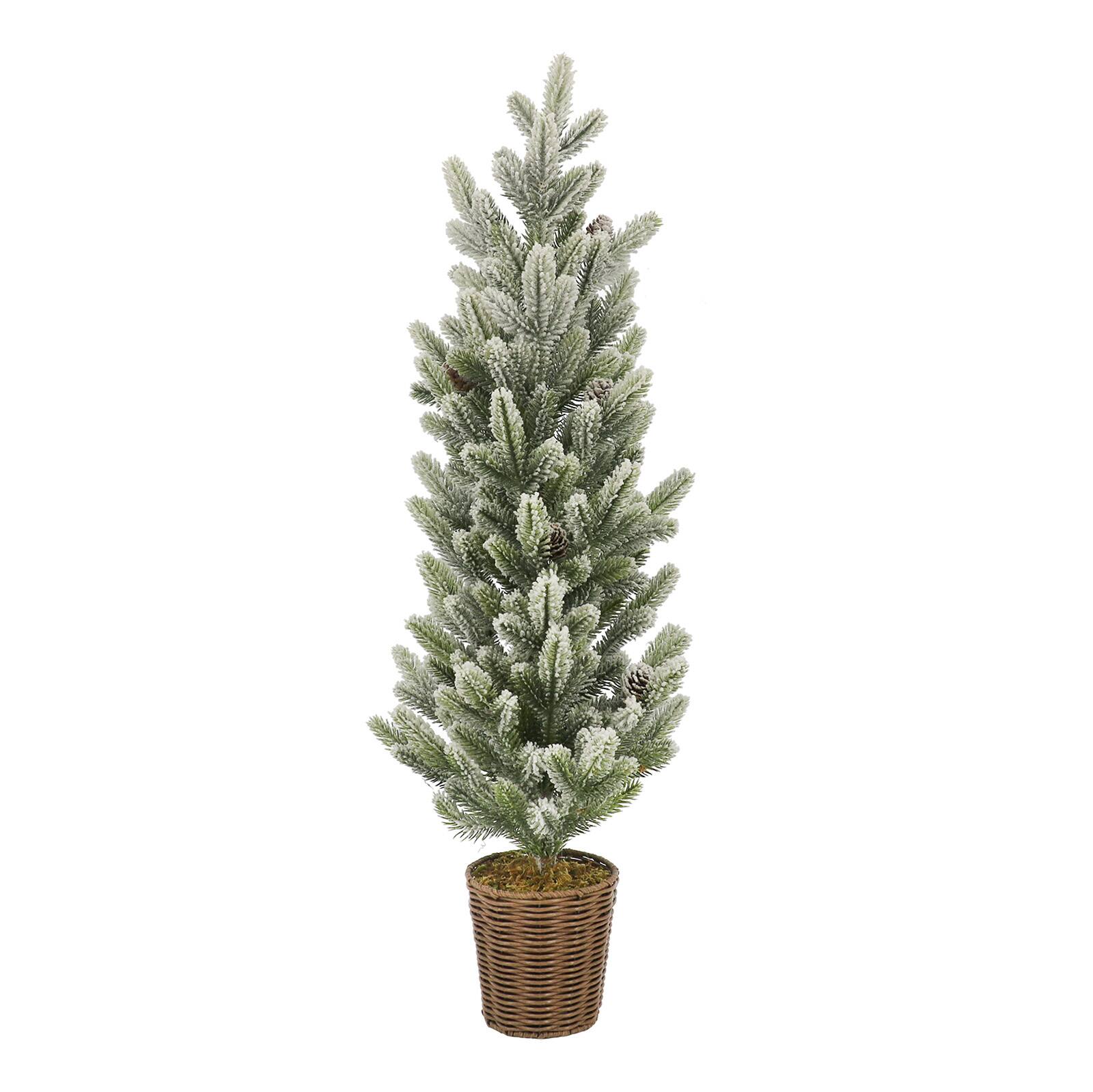 Sapin de No&#xEB;l artificiel floqu&#xE9; non illumin&#xE9; avec pin et pommes de pin de 81,8&#xA0;cm dans un panier d&#x2019;Ashland