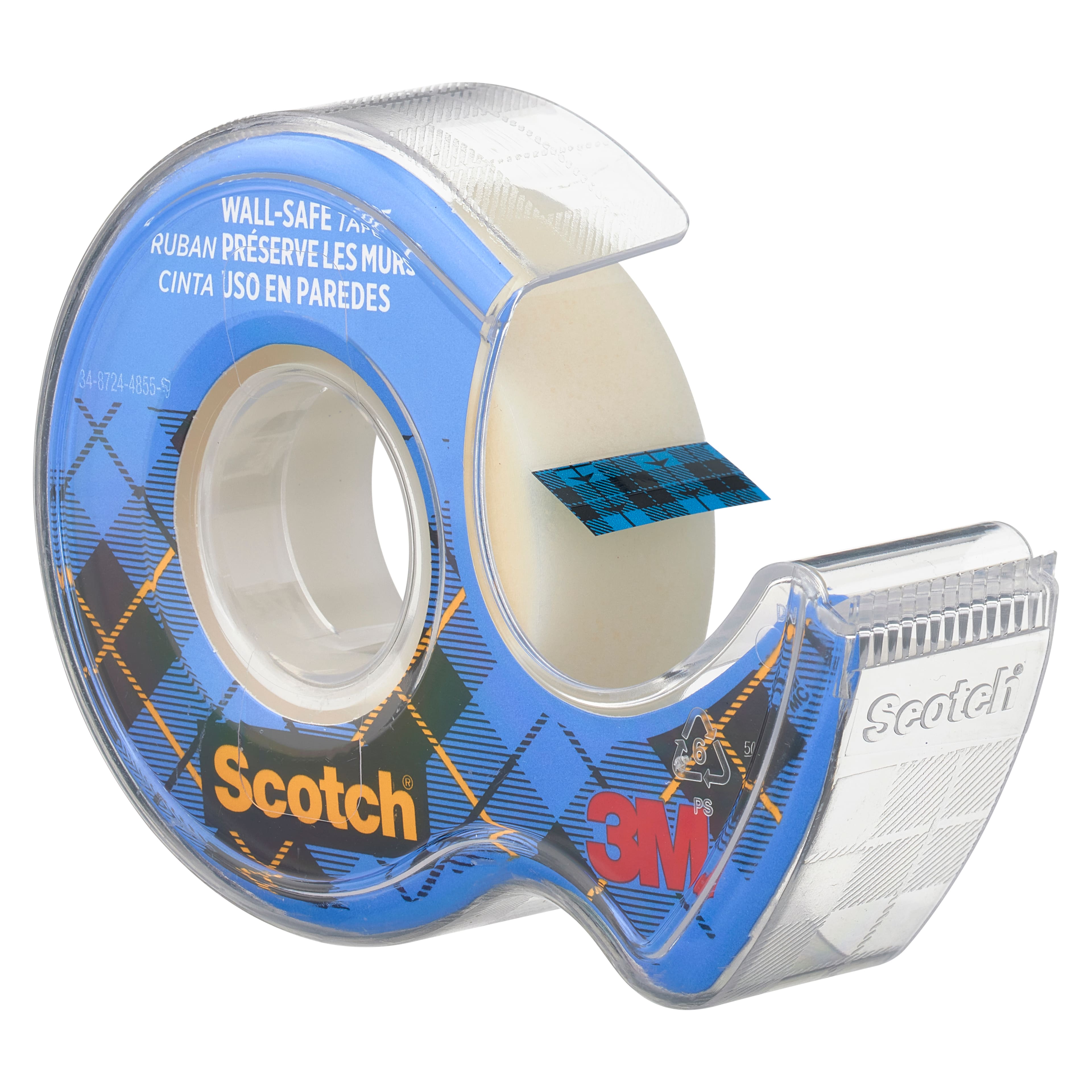 Great Value, Scotch® Wall-Safe Tape With Dispenser, 1 Core, 0.75 X 54.17  Ft, Clear, 4/Pack by 3M/COMMERCIAL TAPE DIV.