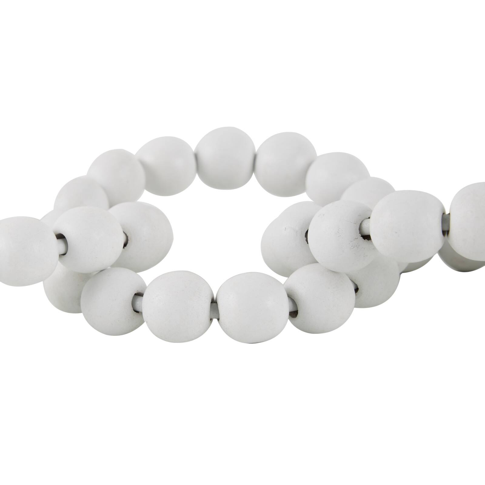 20" White Wood Chain Beaded 7 Link Sculpture