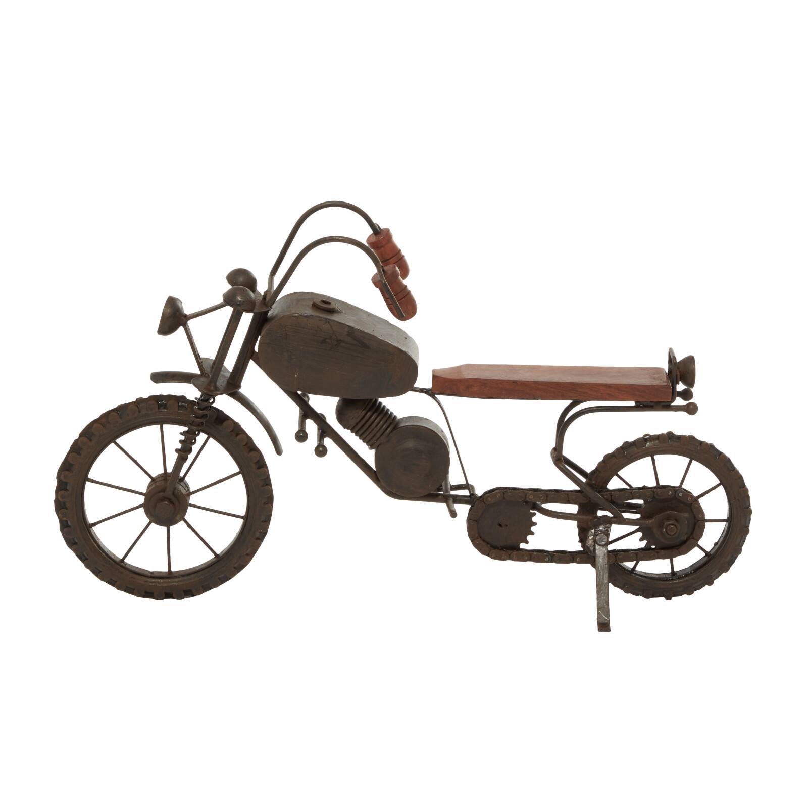 16&#x22; Black Metal Traditional Motorcycle Sculpture