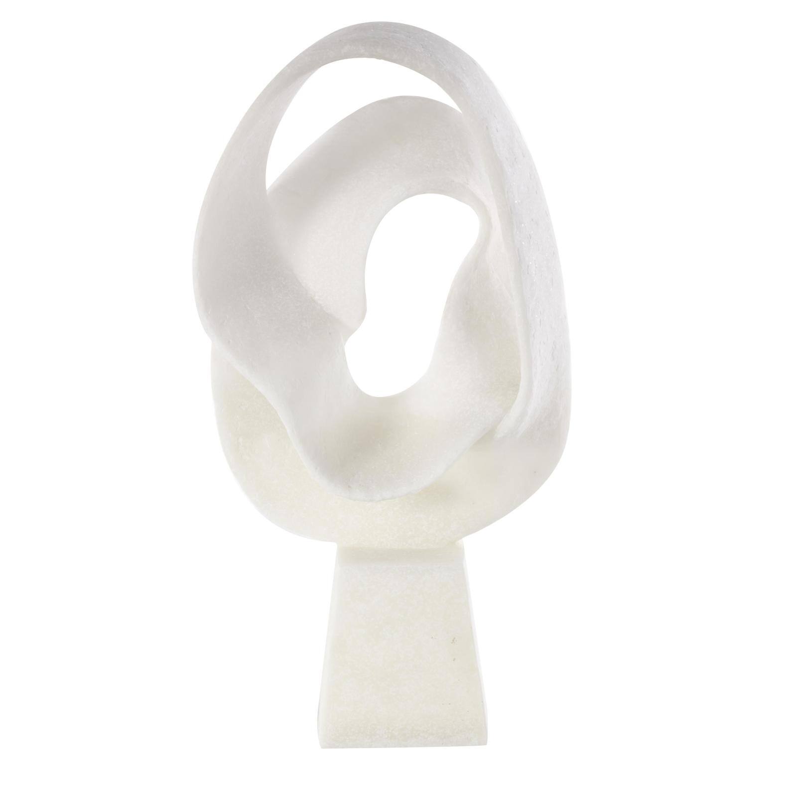 19" White Textured Wave Sculpture with Elevated Base