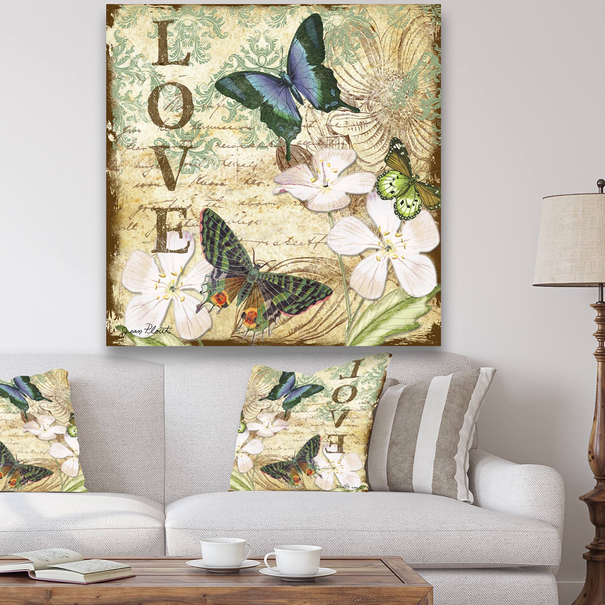 Designart - Inspirational Butterflies Love - Cottage Premium Canvas Wall Art