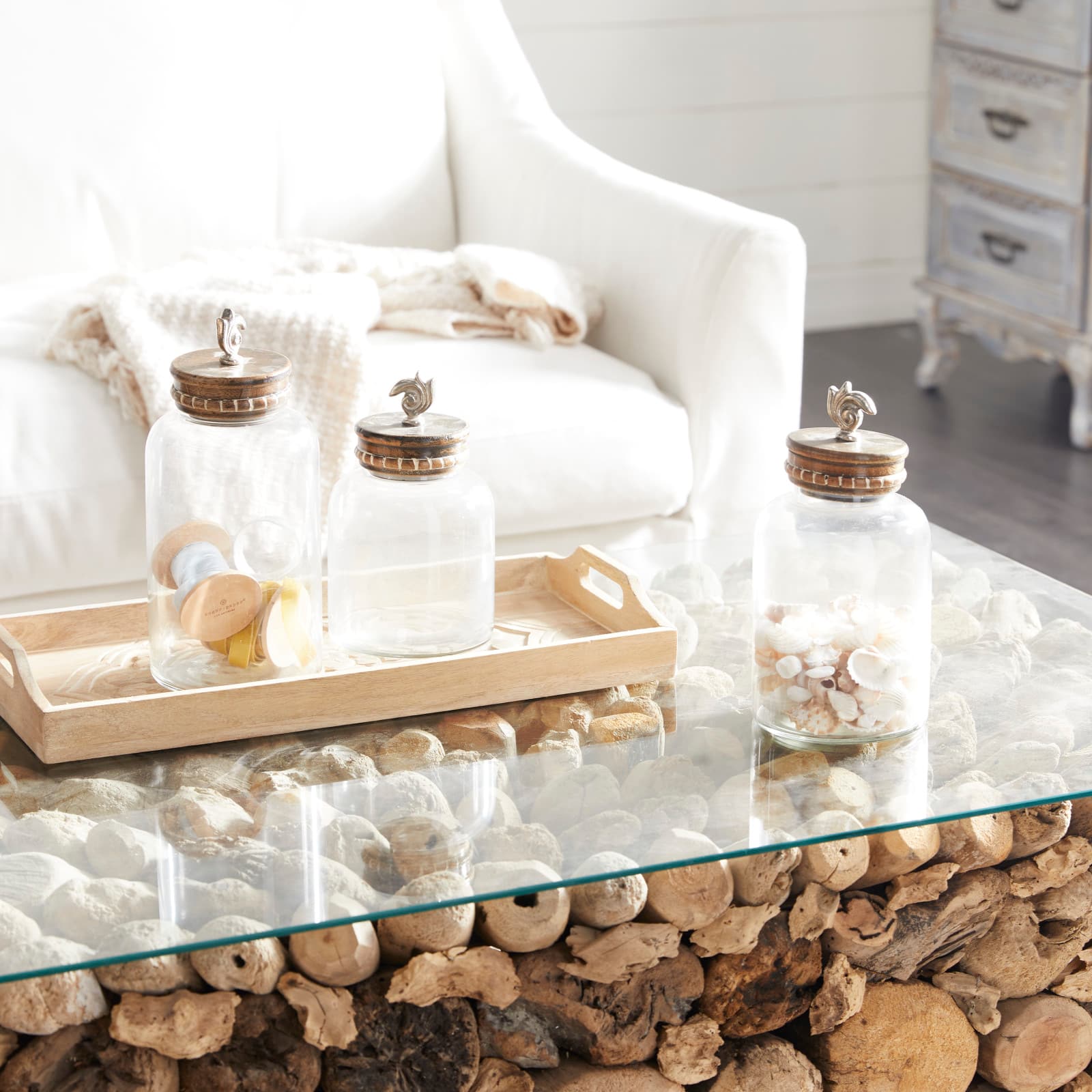 Clear Glass Decorative Jar Set