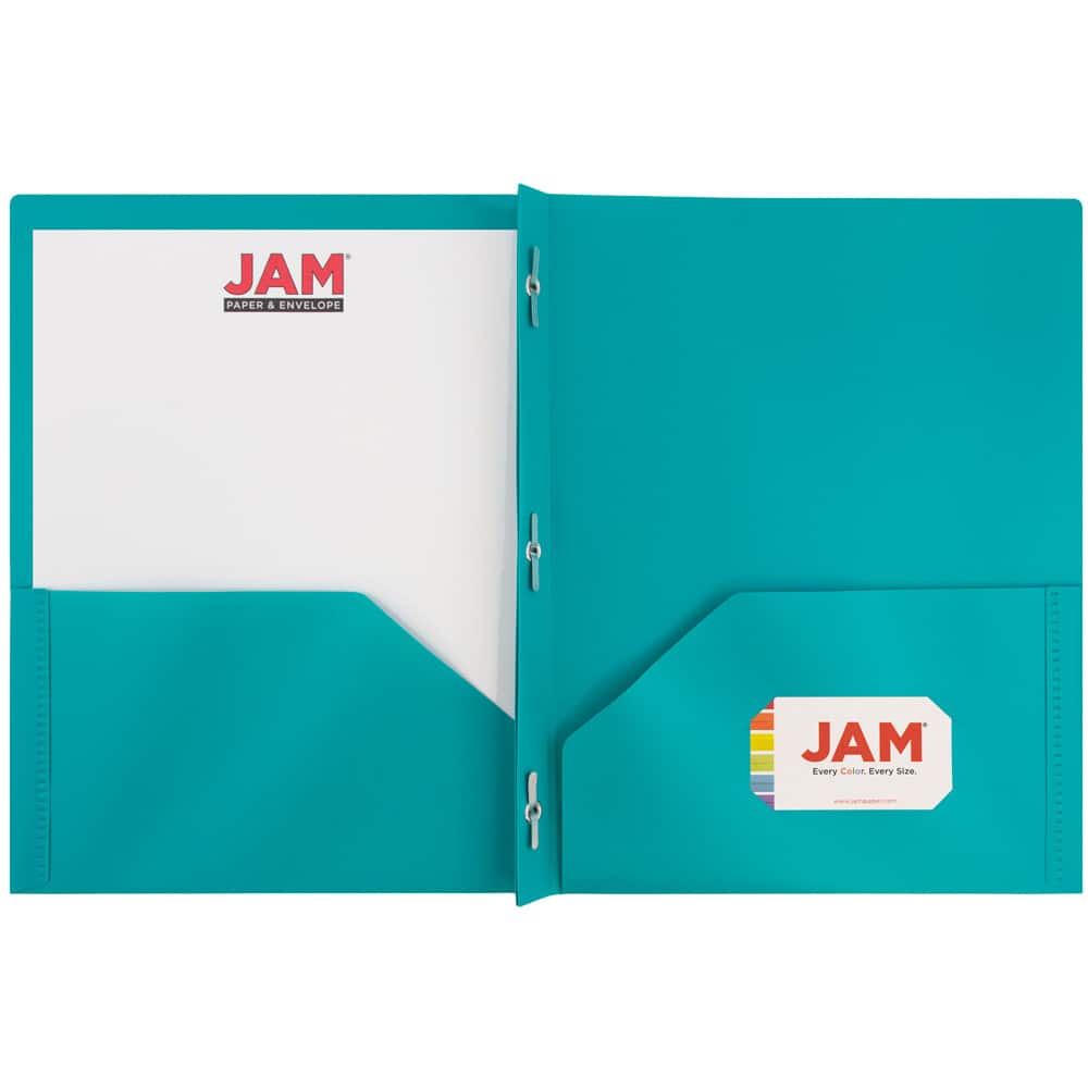 JAM Paper 9.5" x 11" Plastic 2 Pocket School POP Folders with Clasps, 6ct.