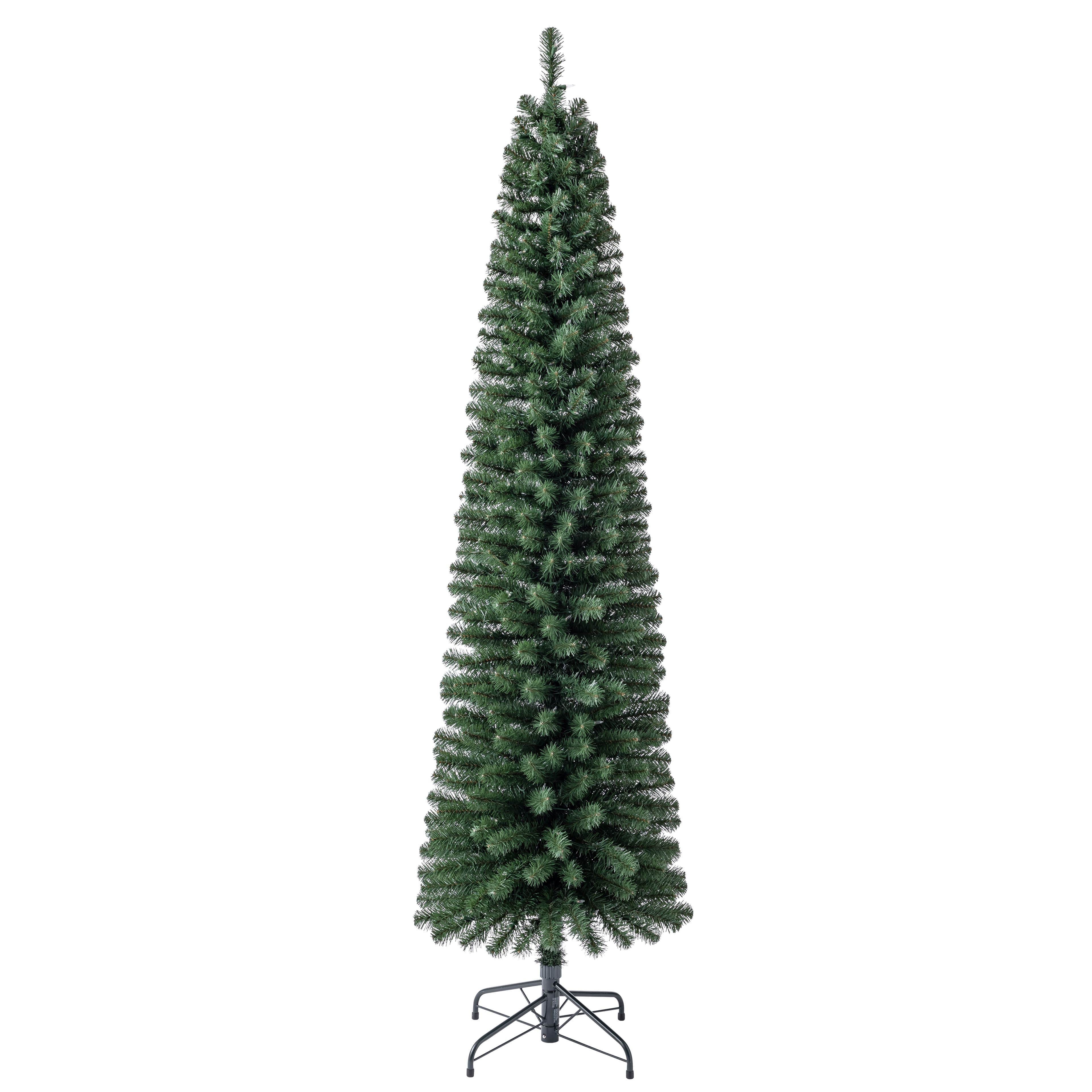 7ft. Pre-Lit Pencil Artificial Christmas Tree, Warm White Mini LED Lights by Ashland&#xAE;