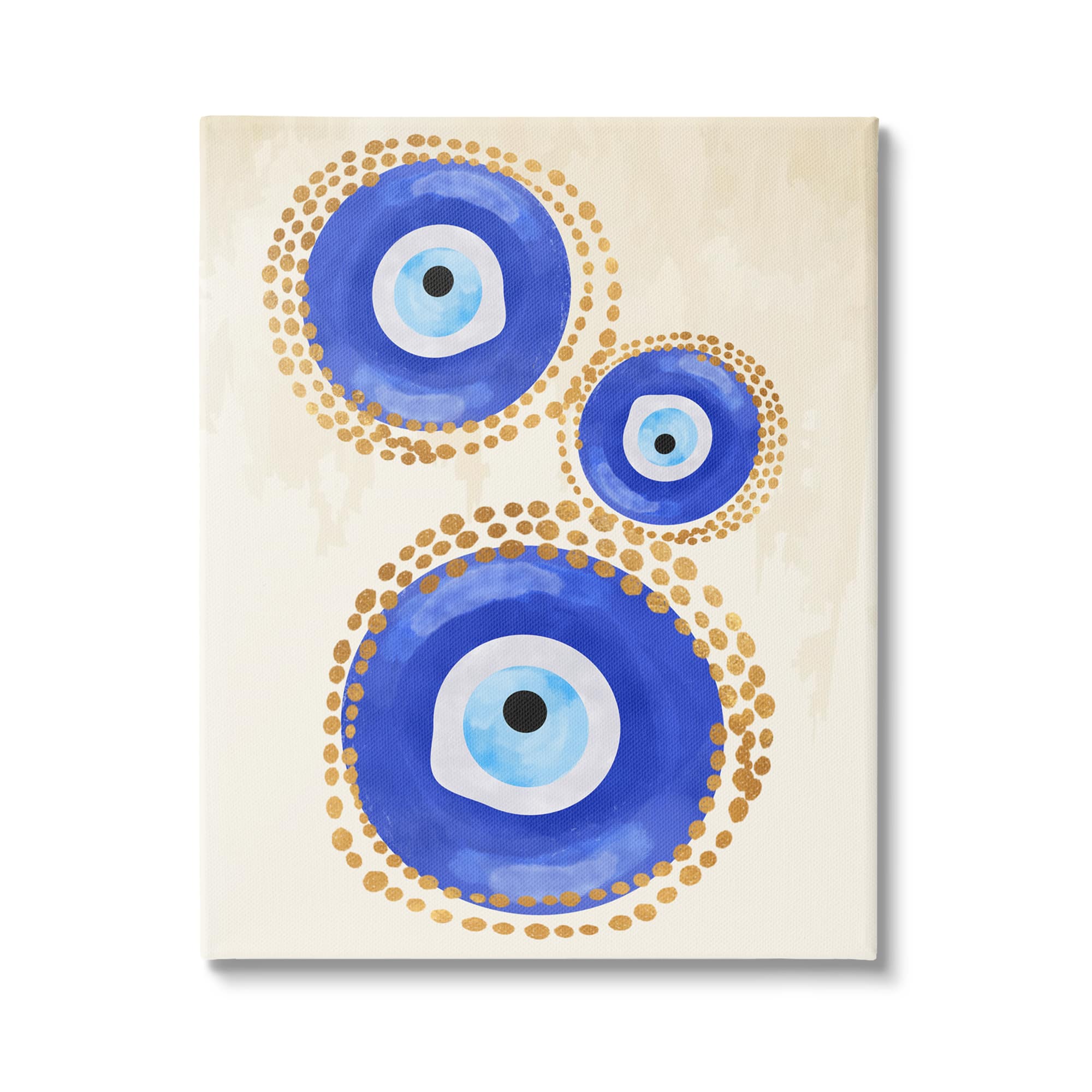 Stupell Industries Round Blue Evil Eye Pattern Dotted Detail Canvas Wall Art