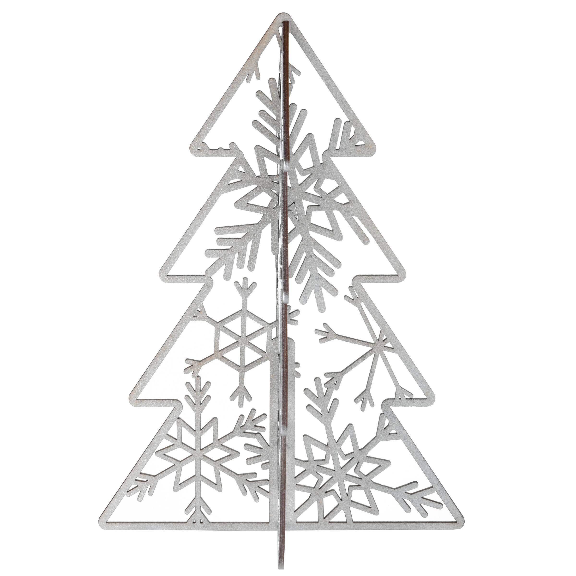 10" & 7" Silver Wood Christmas Trees Table Décor