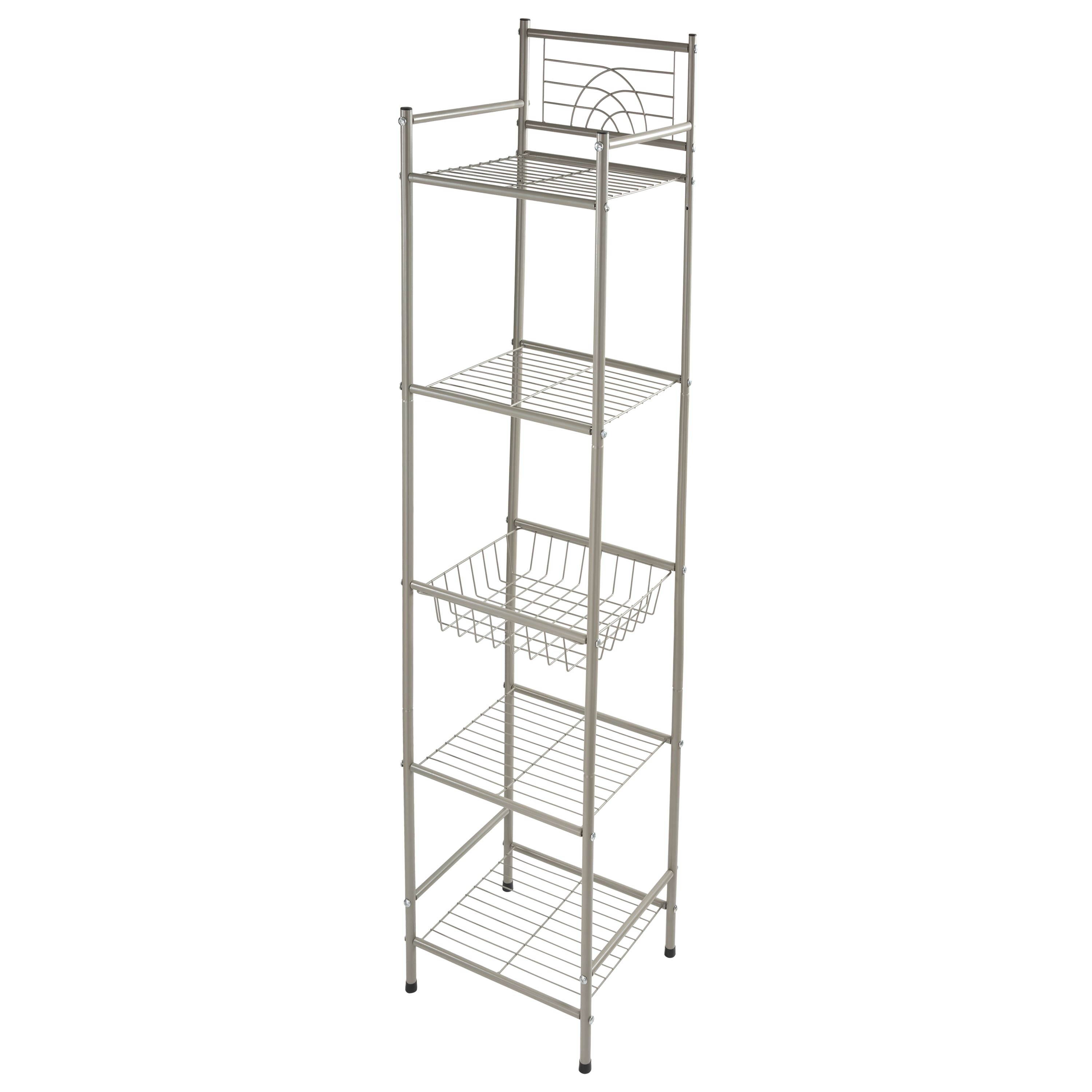 Bath Bliss 3 Shelves Tiered Bathroom Storage Rack in Satin Nickel 