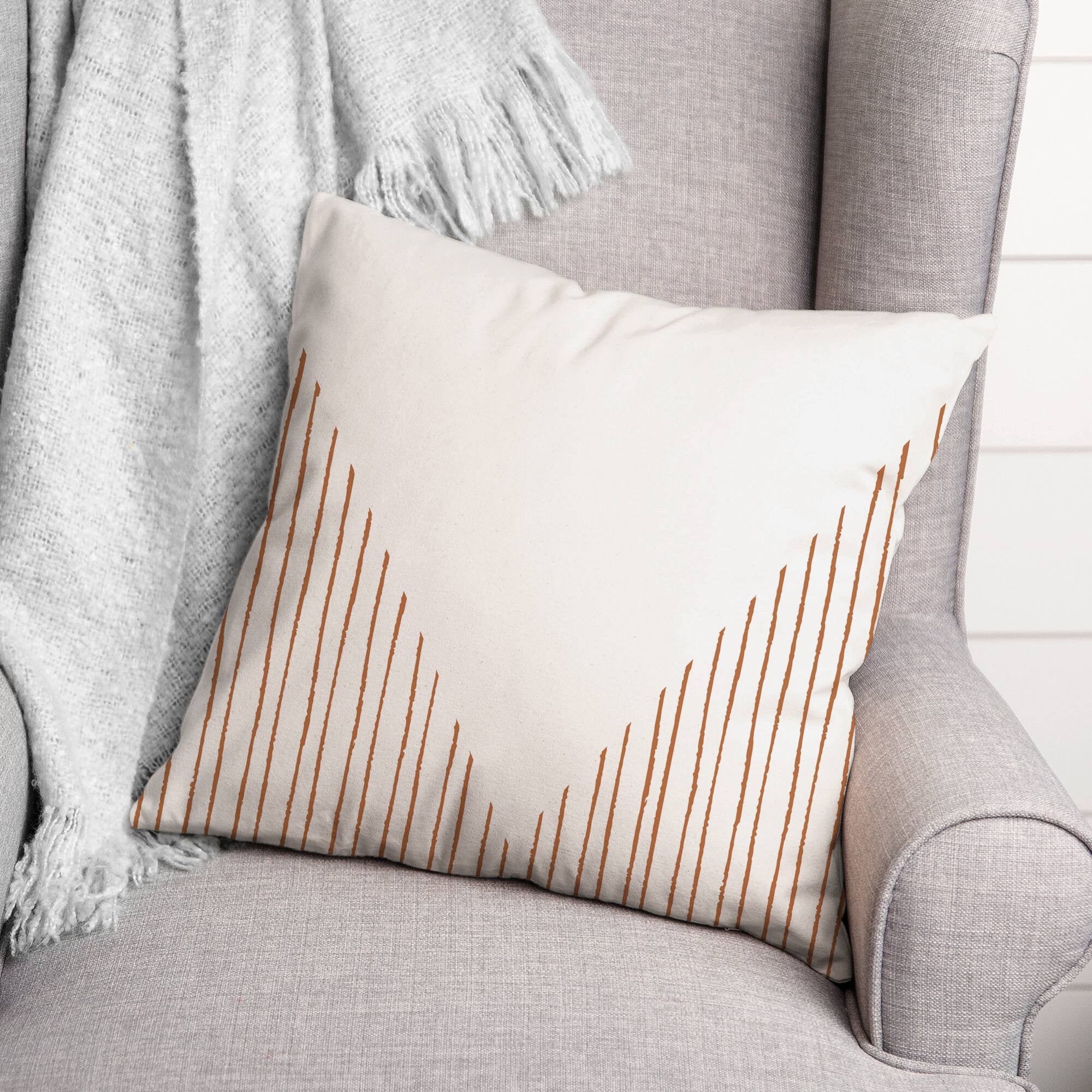 Angled Two Tone Lines 18&#x22; x 18&#x22; Throw Pillow