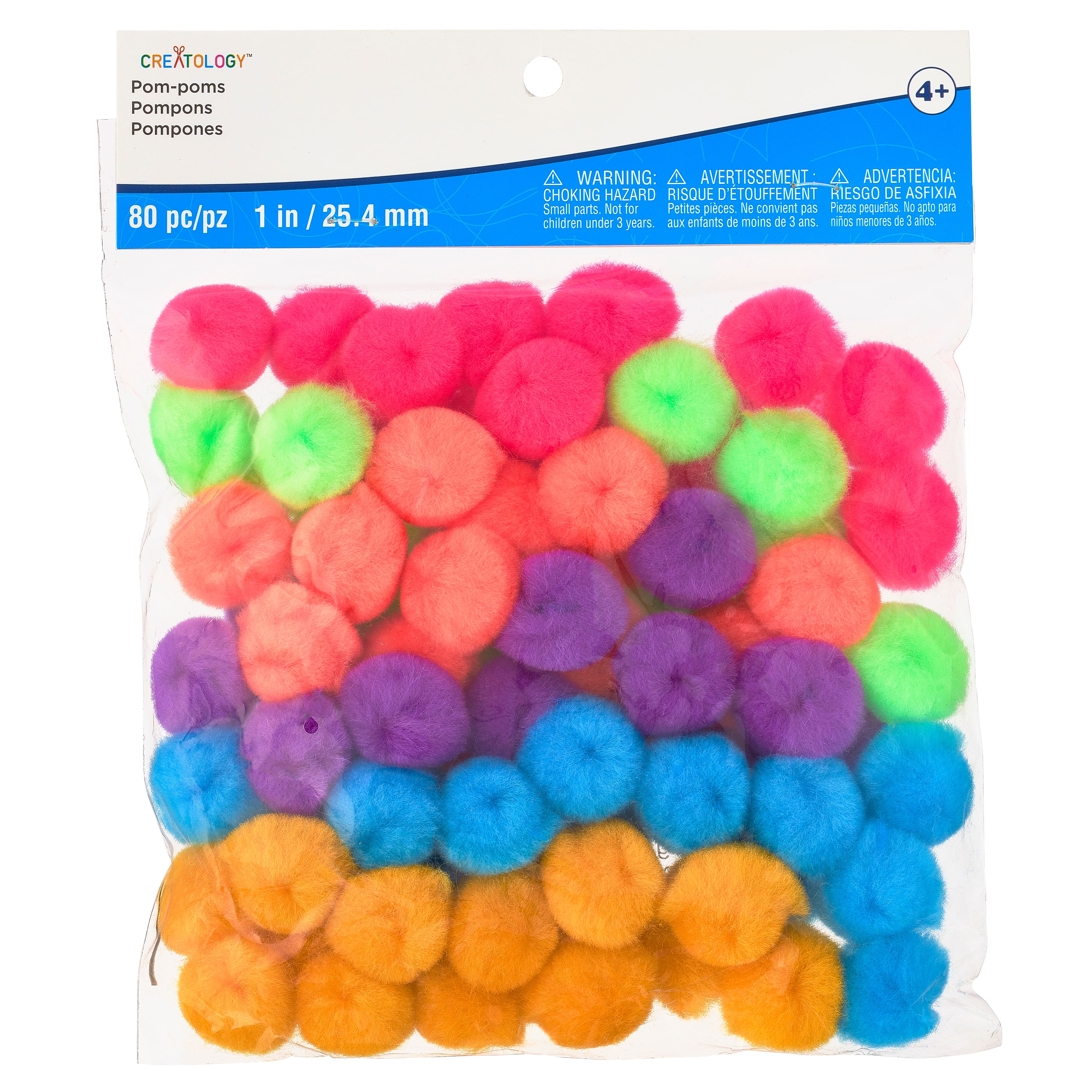12 Packs: 80 ct. (960 total) 1&#x22; Bright Mix Pom Poms by Creatology&#x2122;