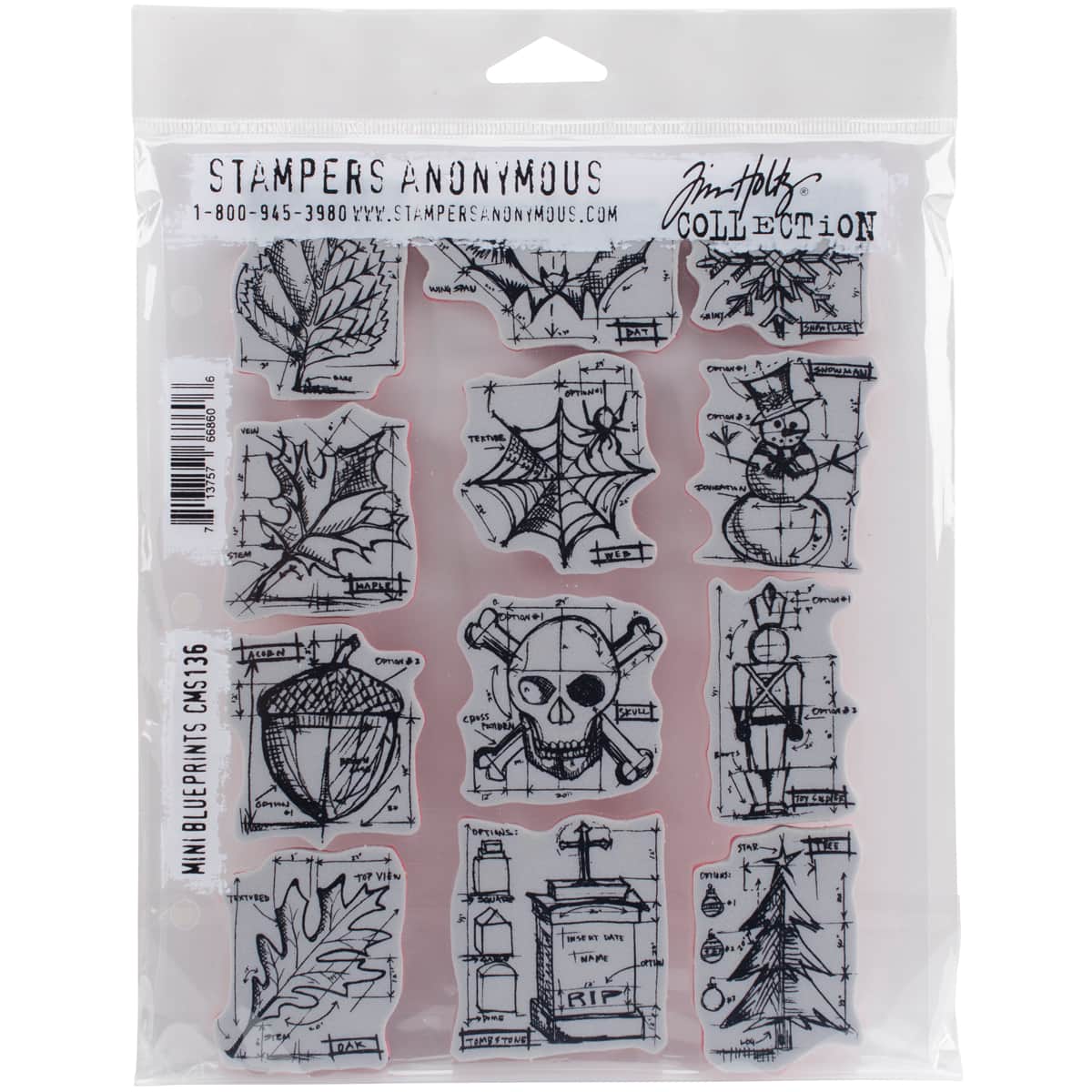 Stampers Anonymous Tim Holtz&#xAE; Mini Blueprints Cling Stamps