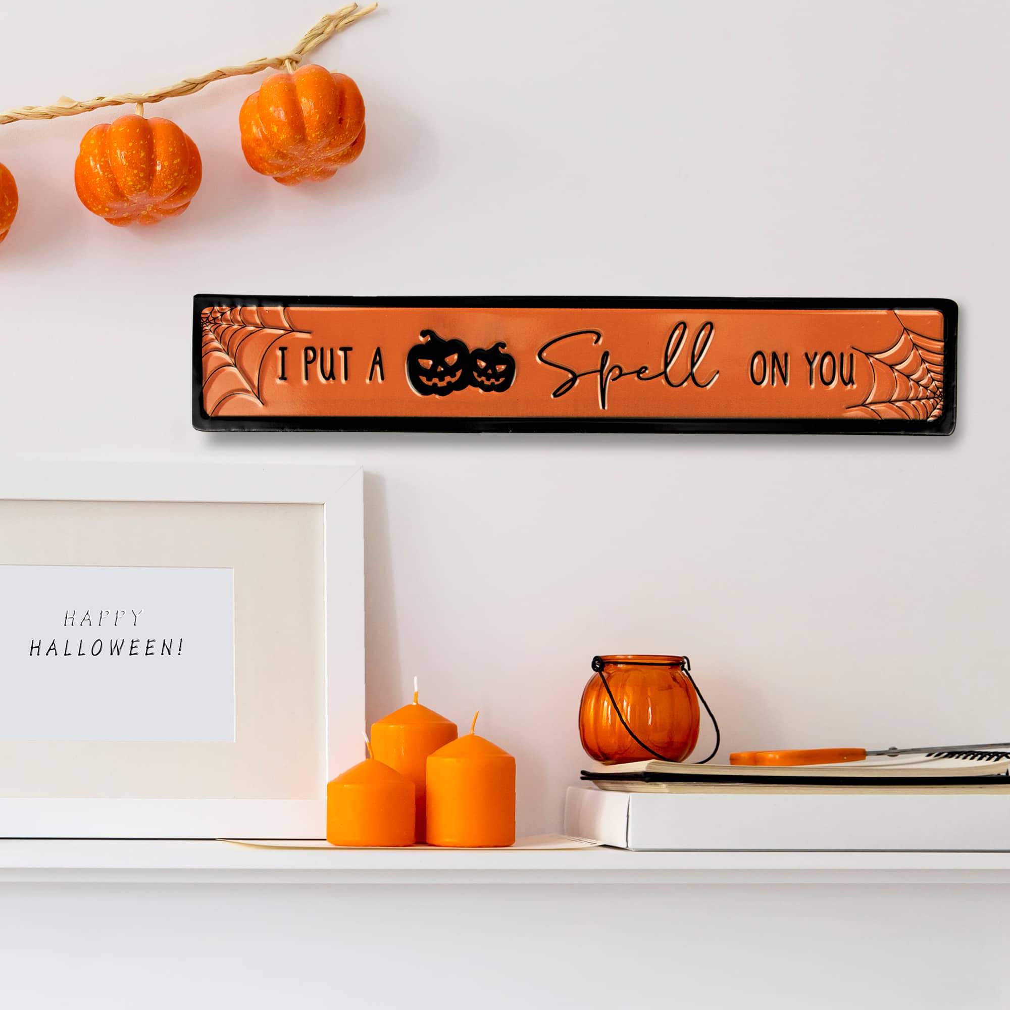 20&#x22; Orange &#x26; Black &#x22;I Put a Spell on You&#x22; Halloween Wall Sign
