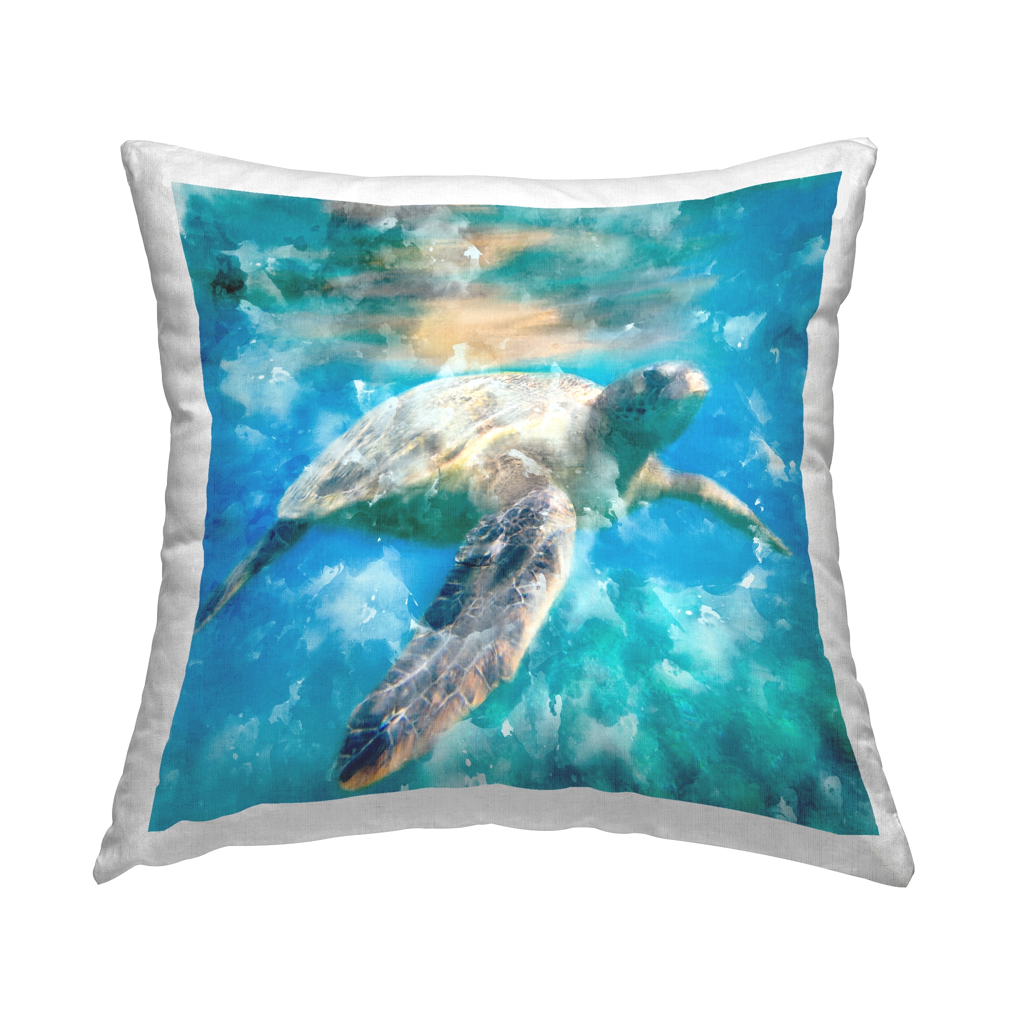 Stupell Industries Swimming Sea Turtle Aquatic Reptile Design Throw Pillow 18" x 18"