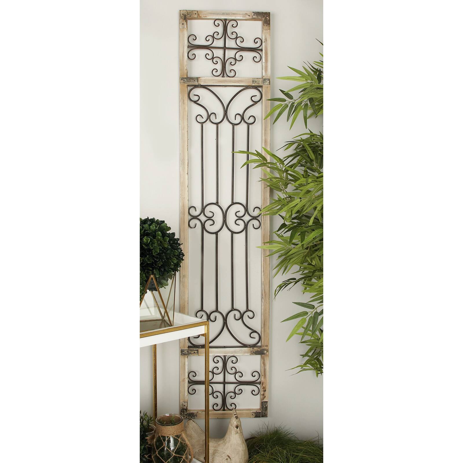 72&#x22; Gray Metal Traditional Ornamental Wall Decor