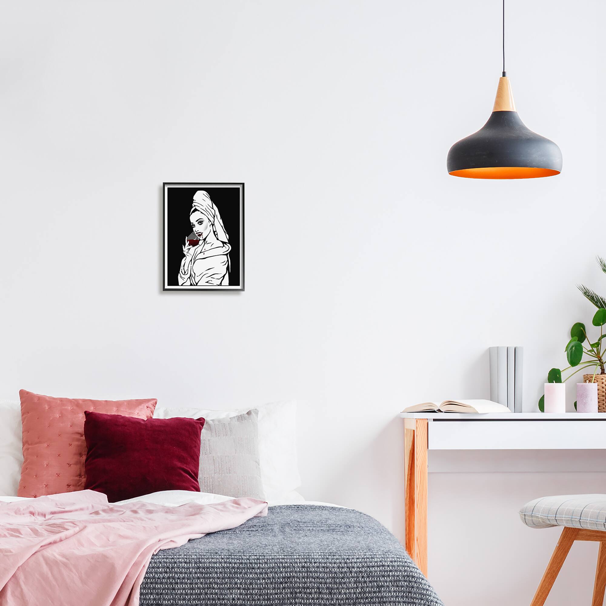 Stupell Industries Vampire Wine Glass Glam Woman Framed Giclee Art