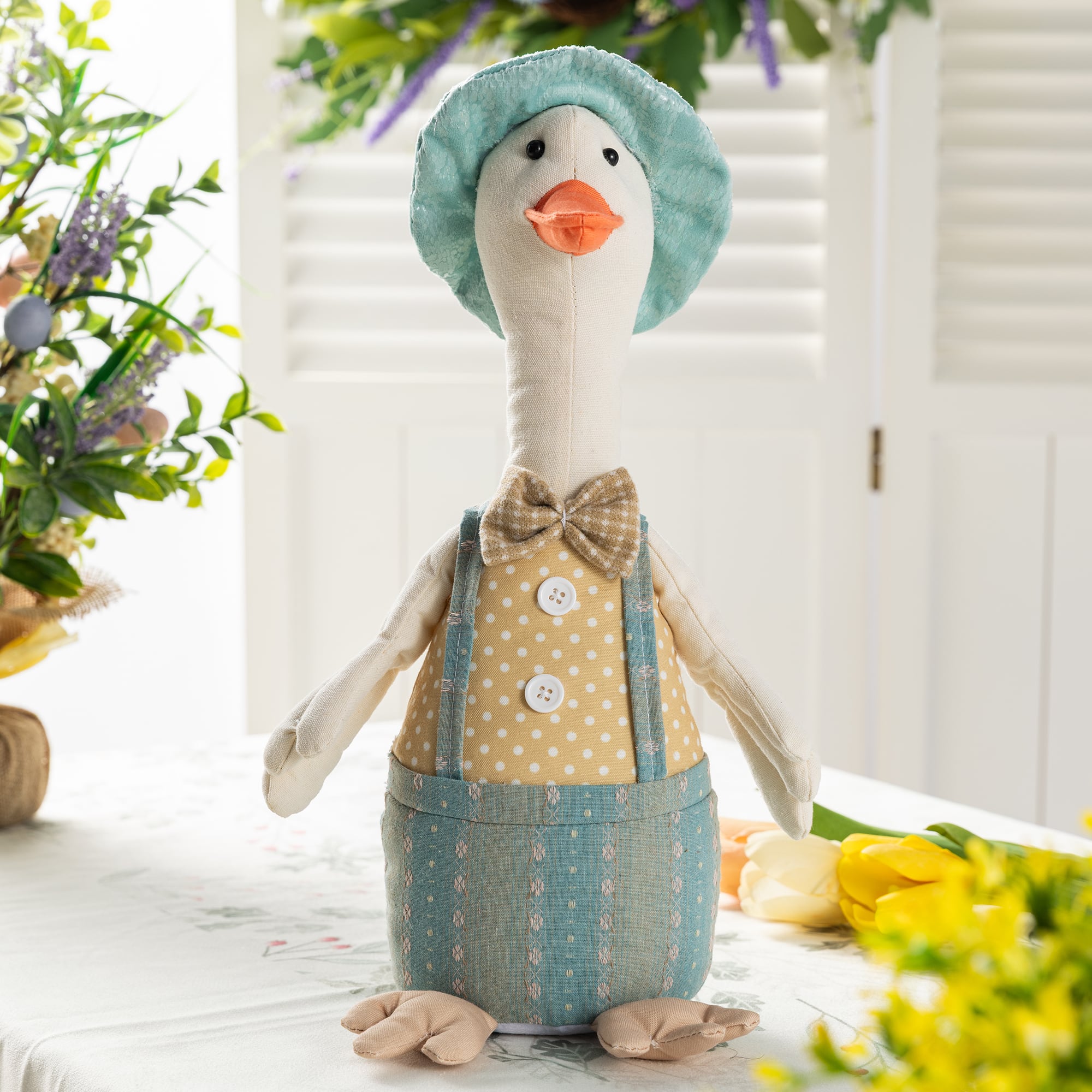 Glitzhome® 15.75" Easter Fabric Boy Duck Figurine