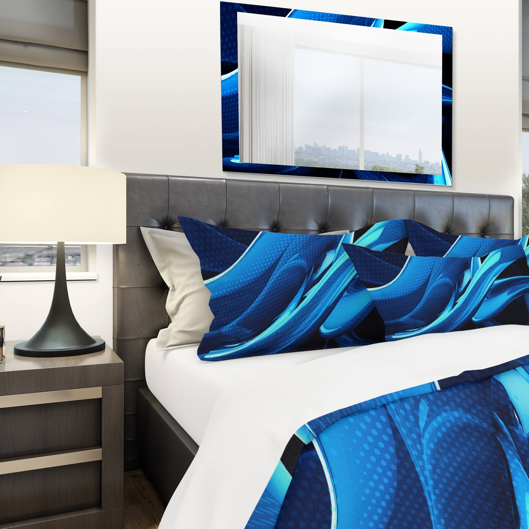 Designart &#x27;Liquid Blue Abstract&#x27; Modern &#x26; Contemporary Bedding Set - Duvet Cover &#x26; Shams