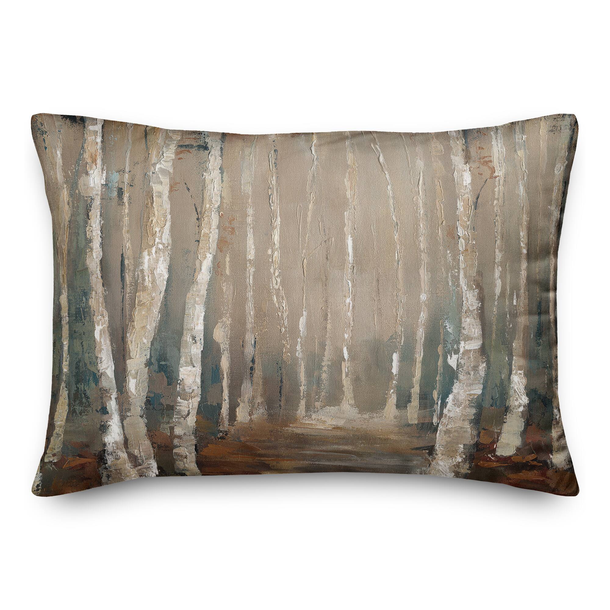 Birch Tree Landscape 20" x 14" Throw Pillow