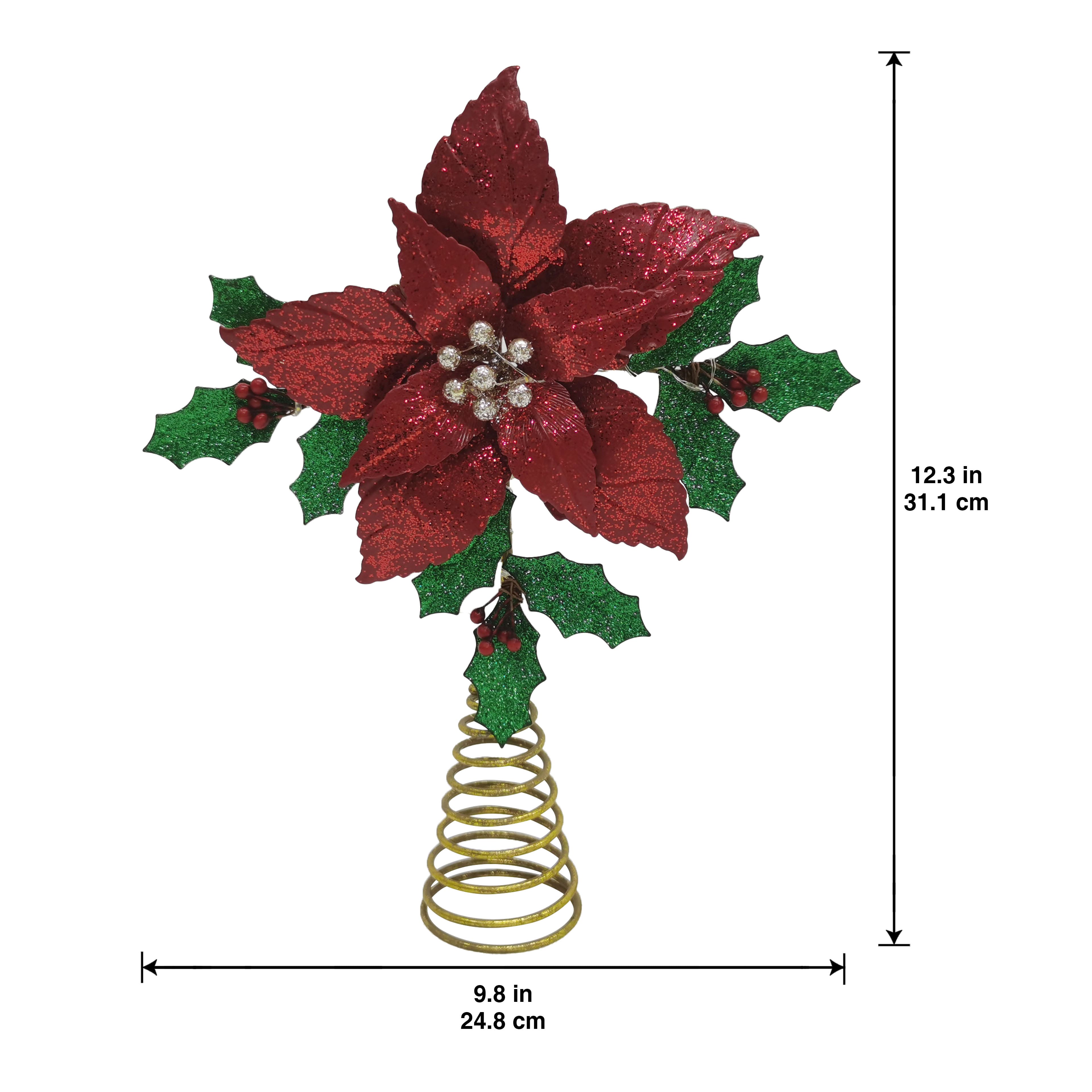12&#x22; Glitter Poinsettia Lighted Tree Topper by Ashland&#xAE;