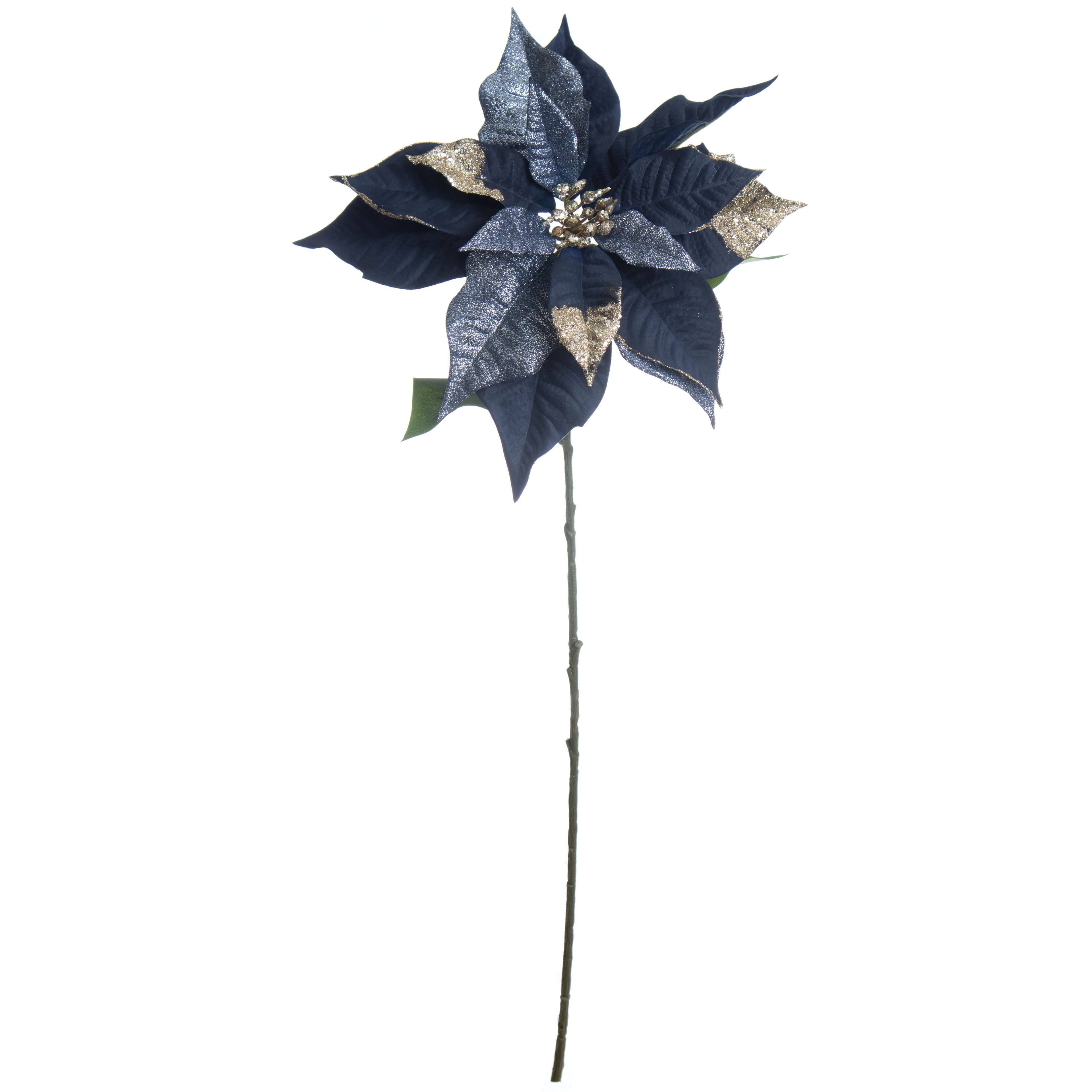 28&#x22; Blue &#x26; Silver Poinsettia Stem by Ashland&#xAE;