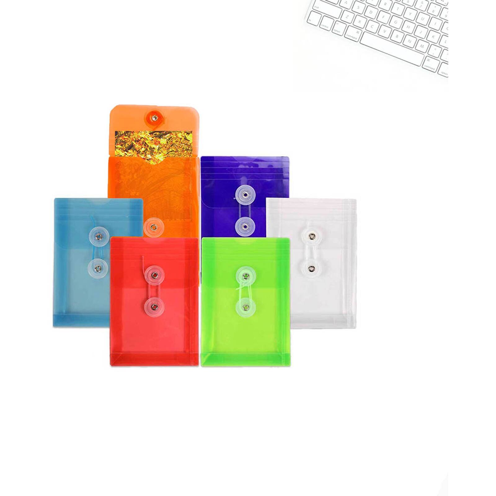 JAM Paper 4.25" x 6.25" Mixed Plastic Button String Open End Envelopes, 12ct.