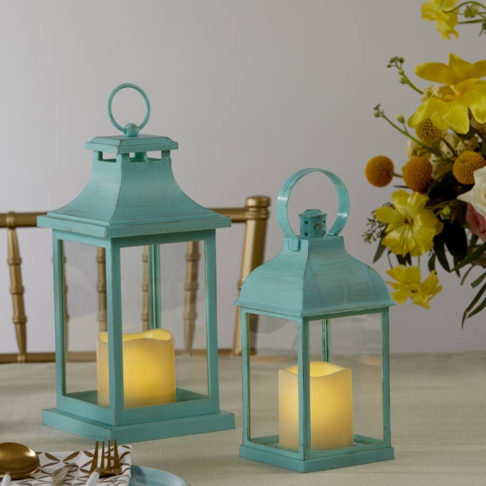 Kate Aspen&#xAE; Blue Hampton LED Vintage Decorative Lantern