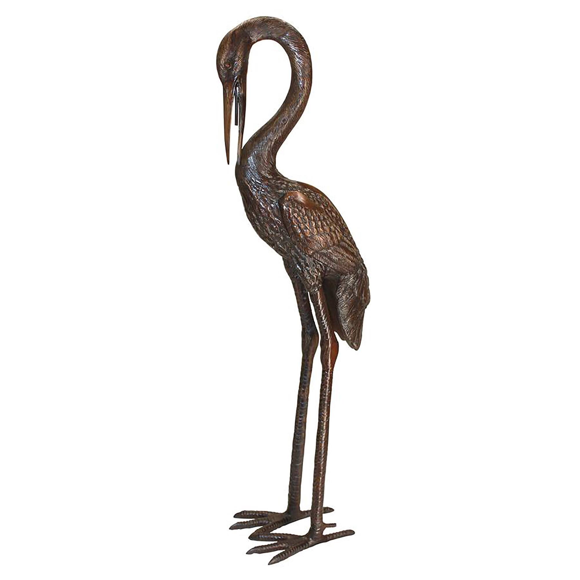 Design Toscano 43&#x22; Heron Head Low Cast Bronze Garden Statue
