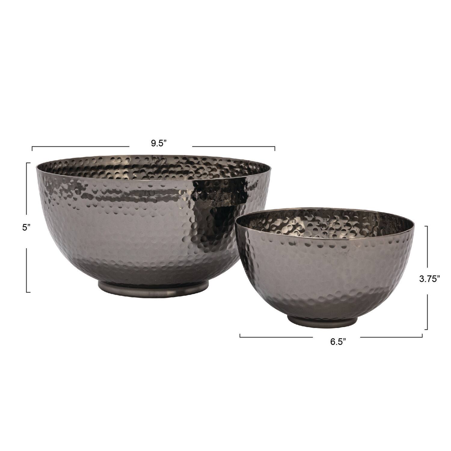 Hello Honey® Silver Finish Round Hammered Metal Bowl Set