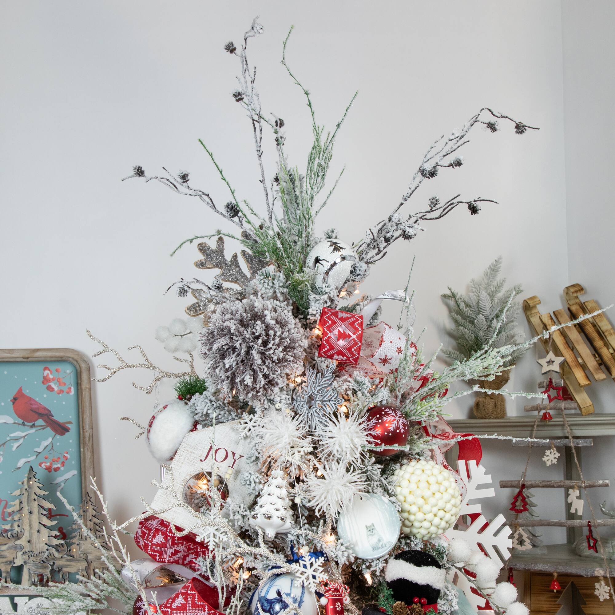8&#x22; Faux Fur and Nordic Print Christmas Ball Ornament