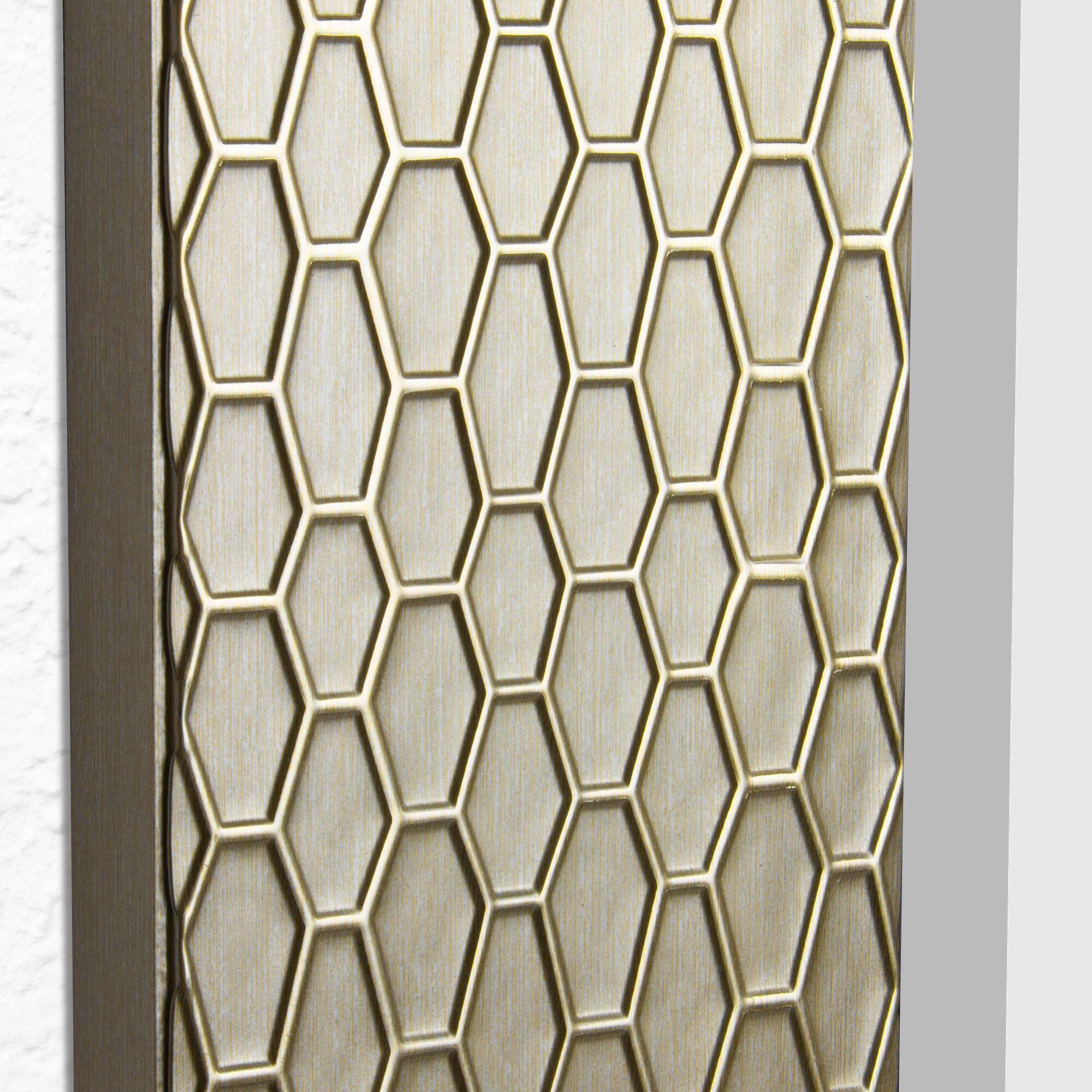 Head West Honeycomb Champagne Silver Beveled Glass Wall Mirror