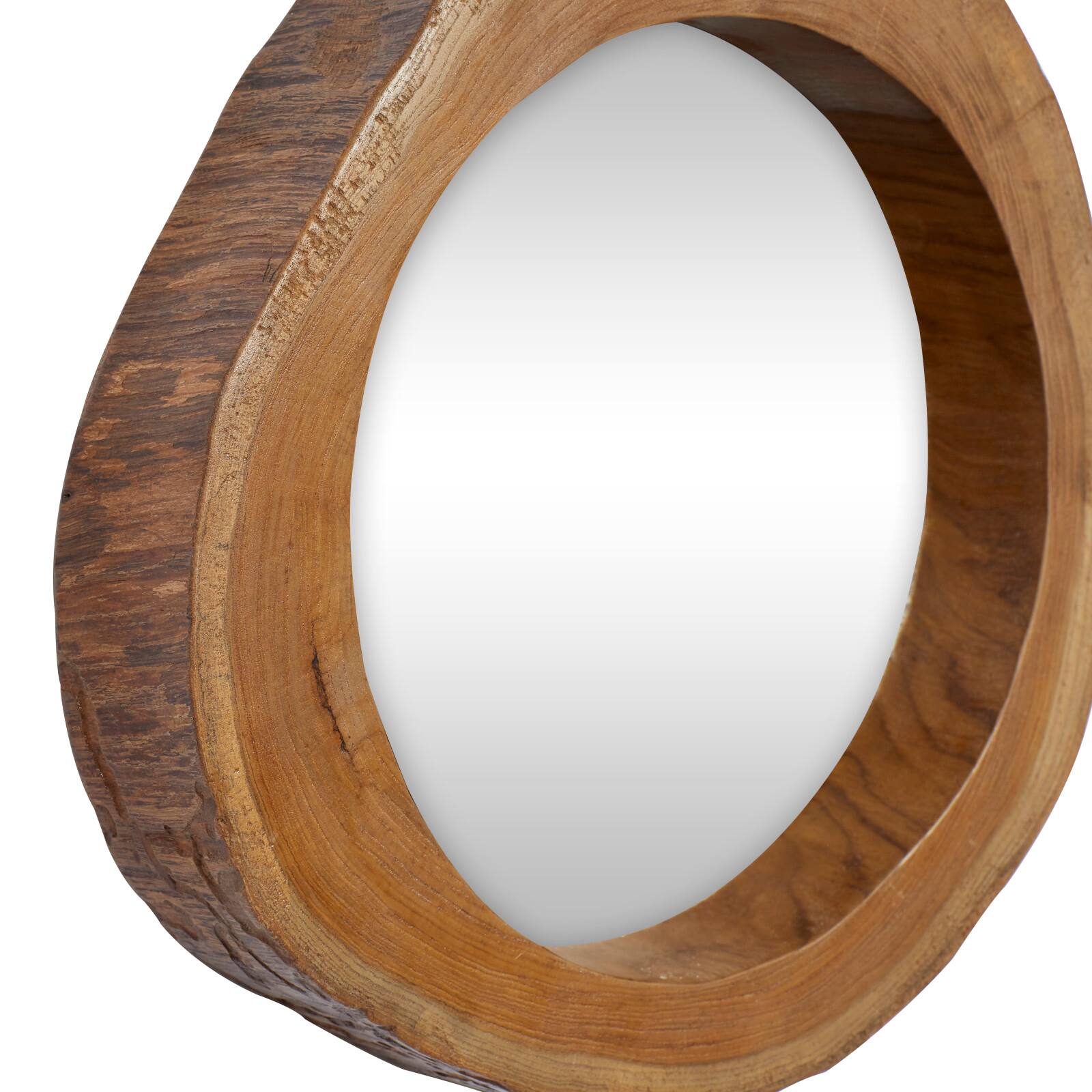 13" Brown Teak Wood Rustic Wall Mirror, 4ct.