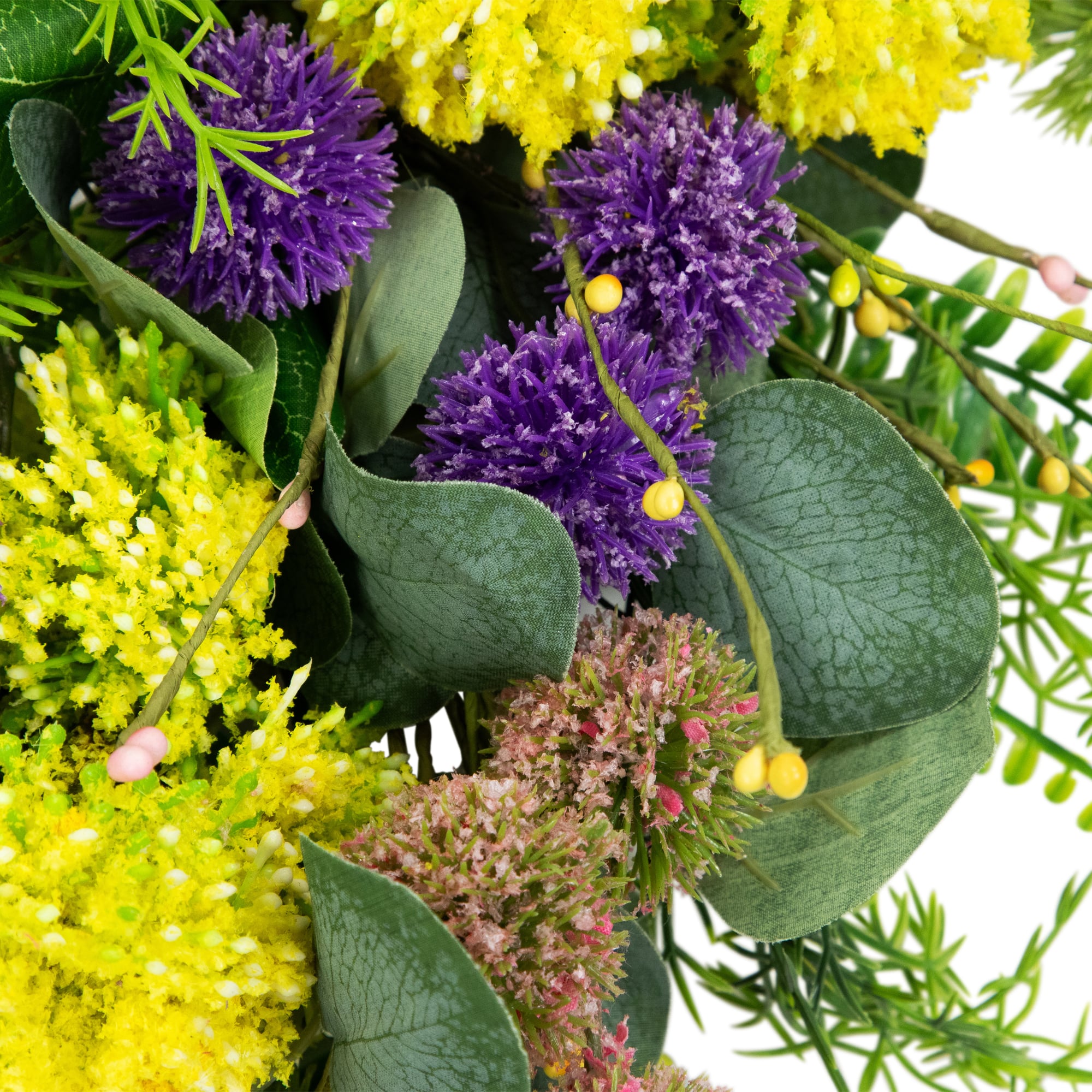 22&#x22; Mixed Foliage &#x26; Thistle Spring Wreath