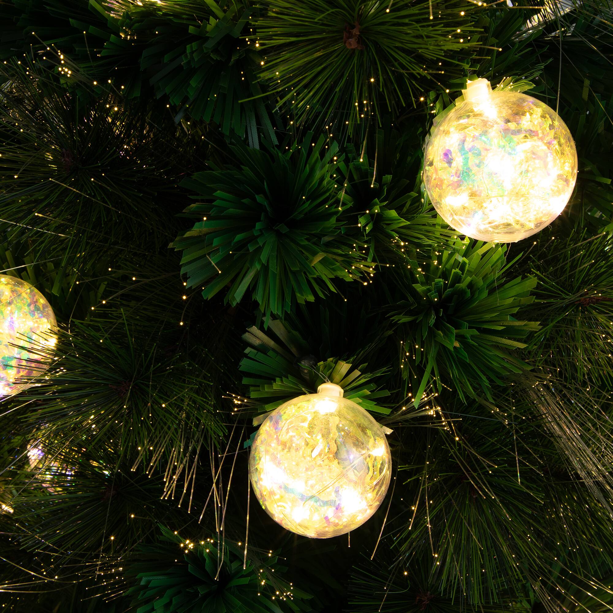 4ft. Fiber Optic Warm White Ornament LED Lights Pine with Mixed Tips Artificial Christmas Tree