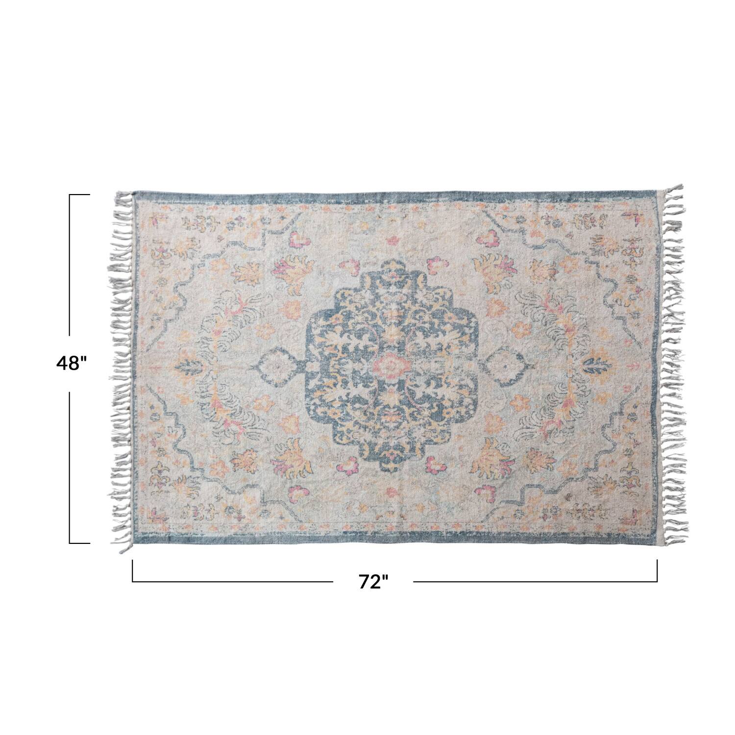 Hello Honey® 4ft. x 6ft. Cotton Chenille Distressed Print Rug with Fringe