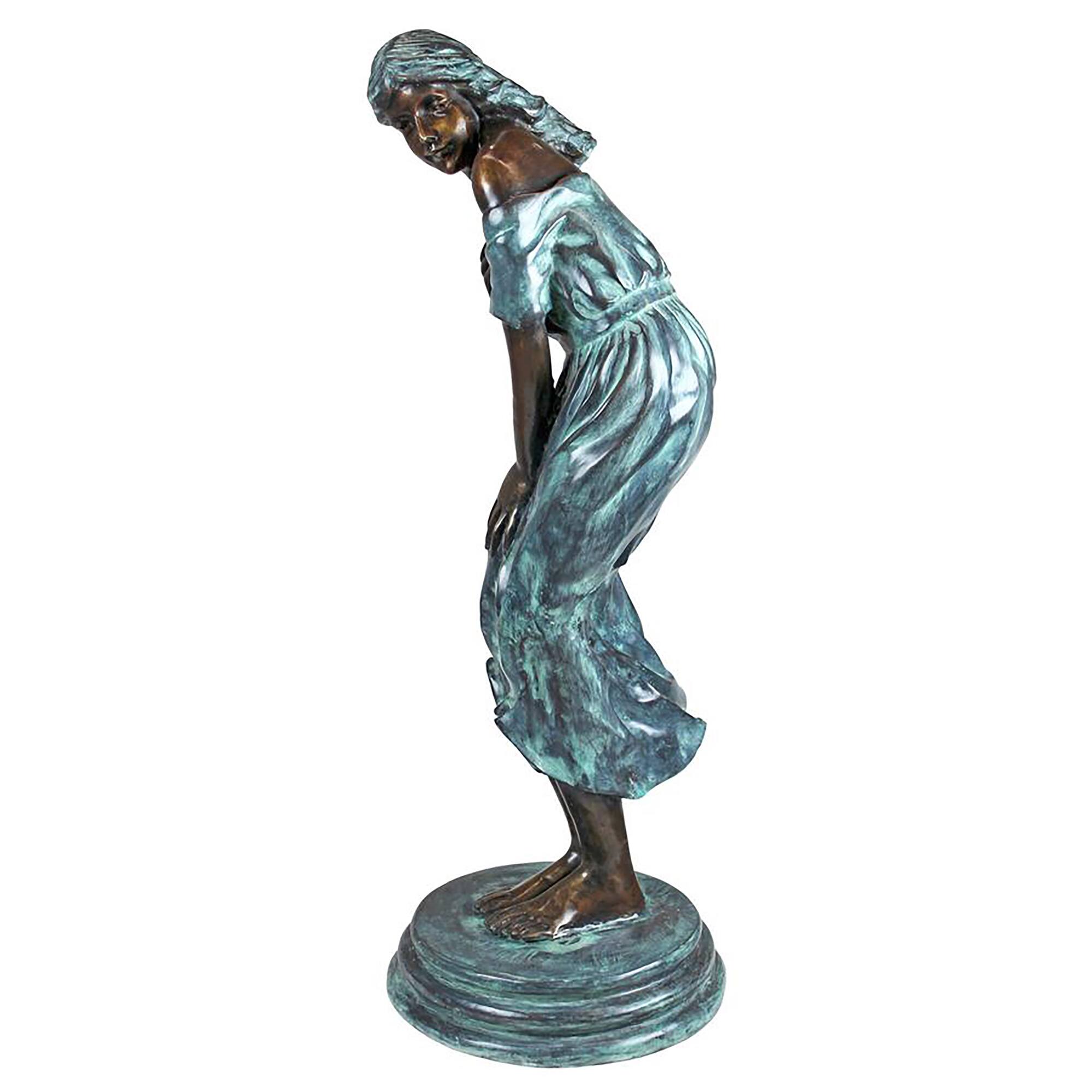 Design Toscano 36&#x22; Windblown Quality Lost Wax Bronze Statue