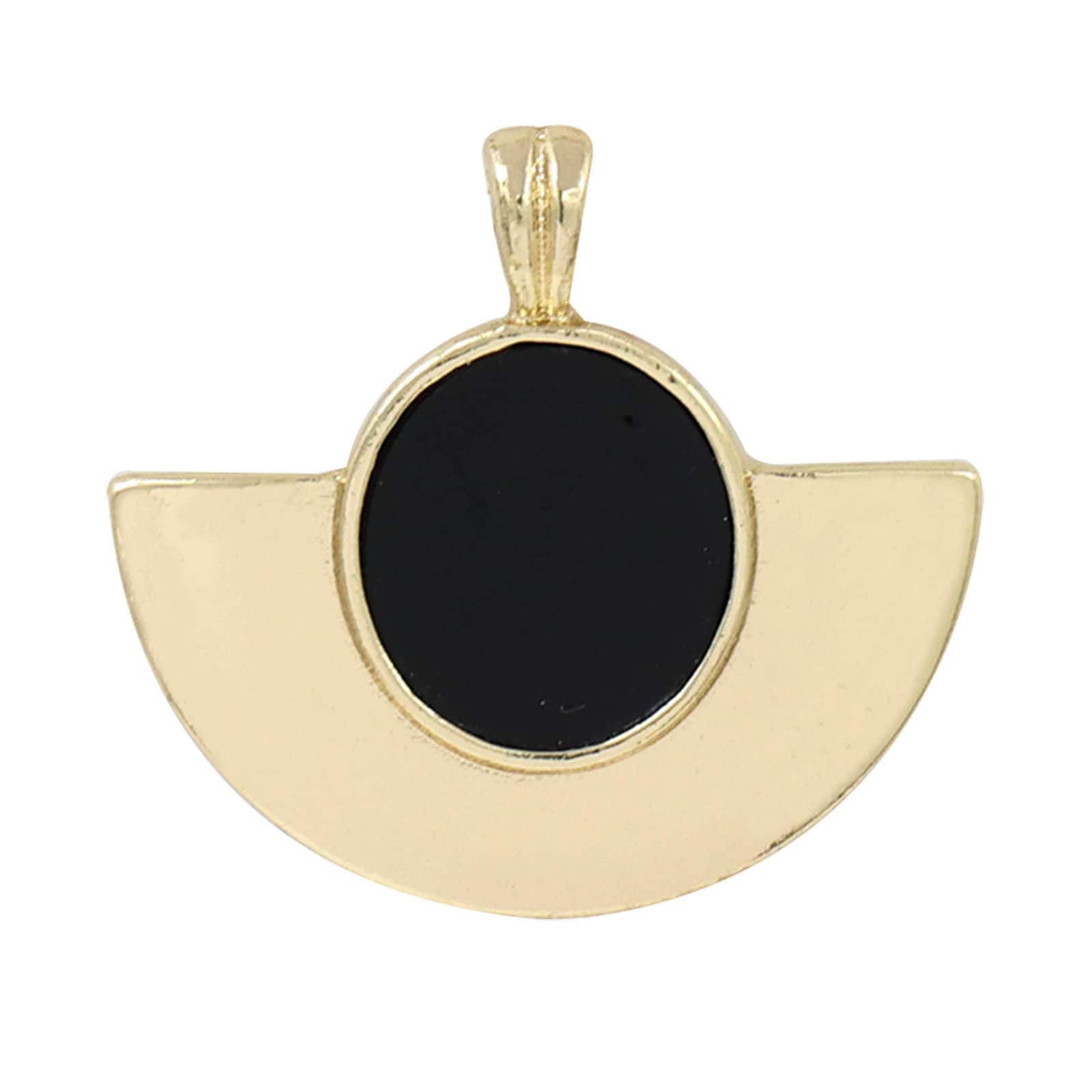Gold & Black Geometric Half Circle Pendant by Bead Landing™
